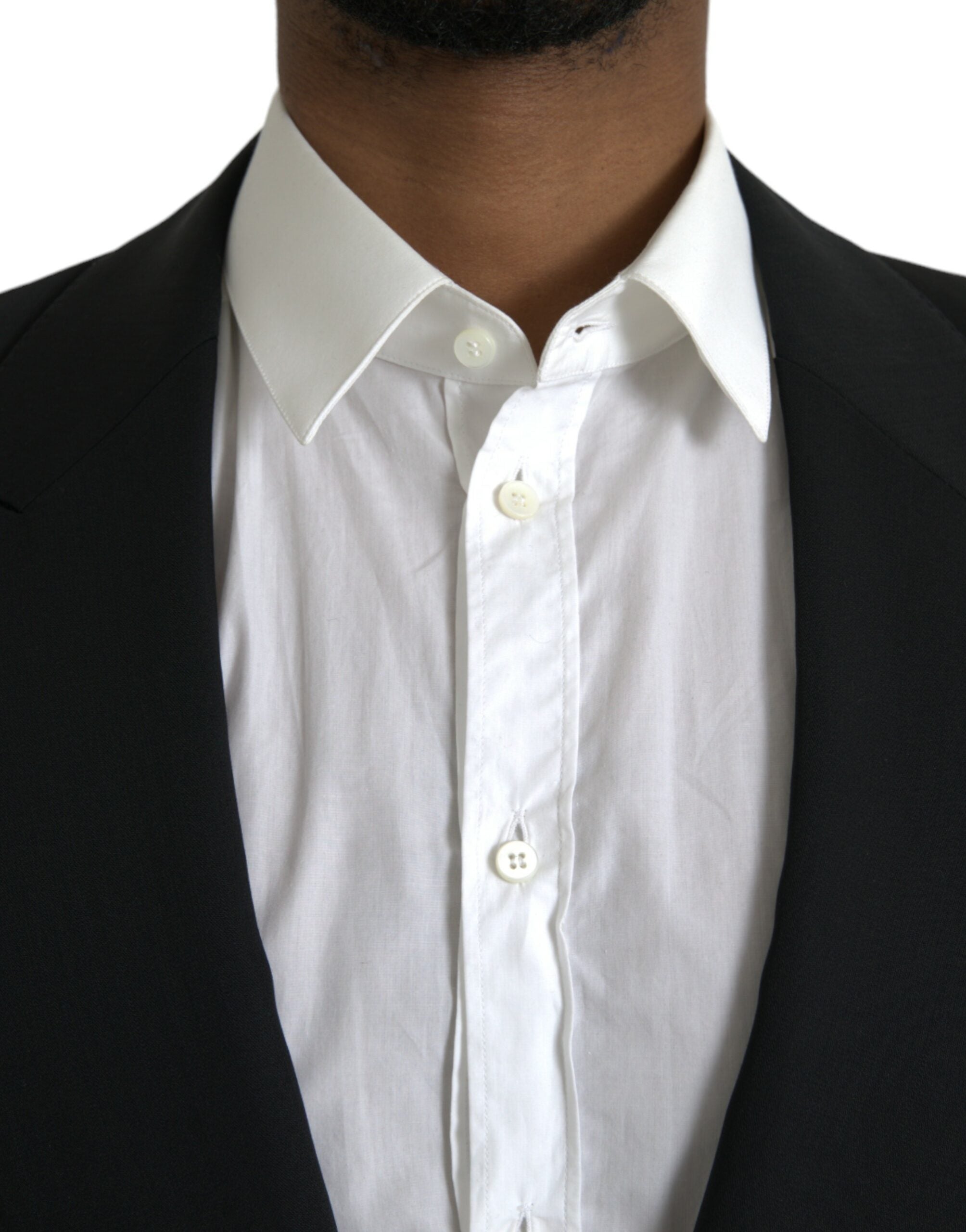 Dolce & Gabbana Black Wool Peak Single Breasted Coat Men's Blazer