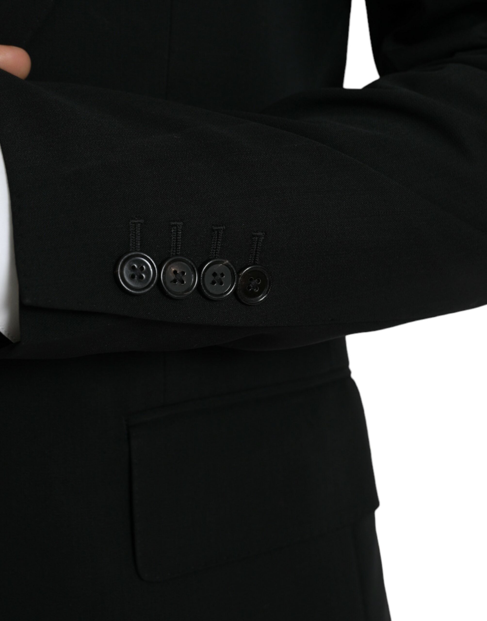 Dolce & Gabbana Black Wool Peak Single Breasted Coat Men's Blazer