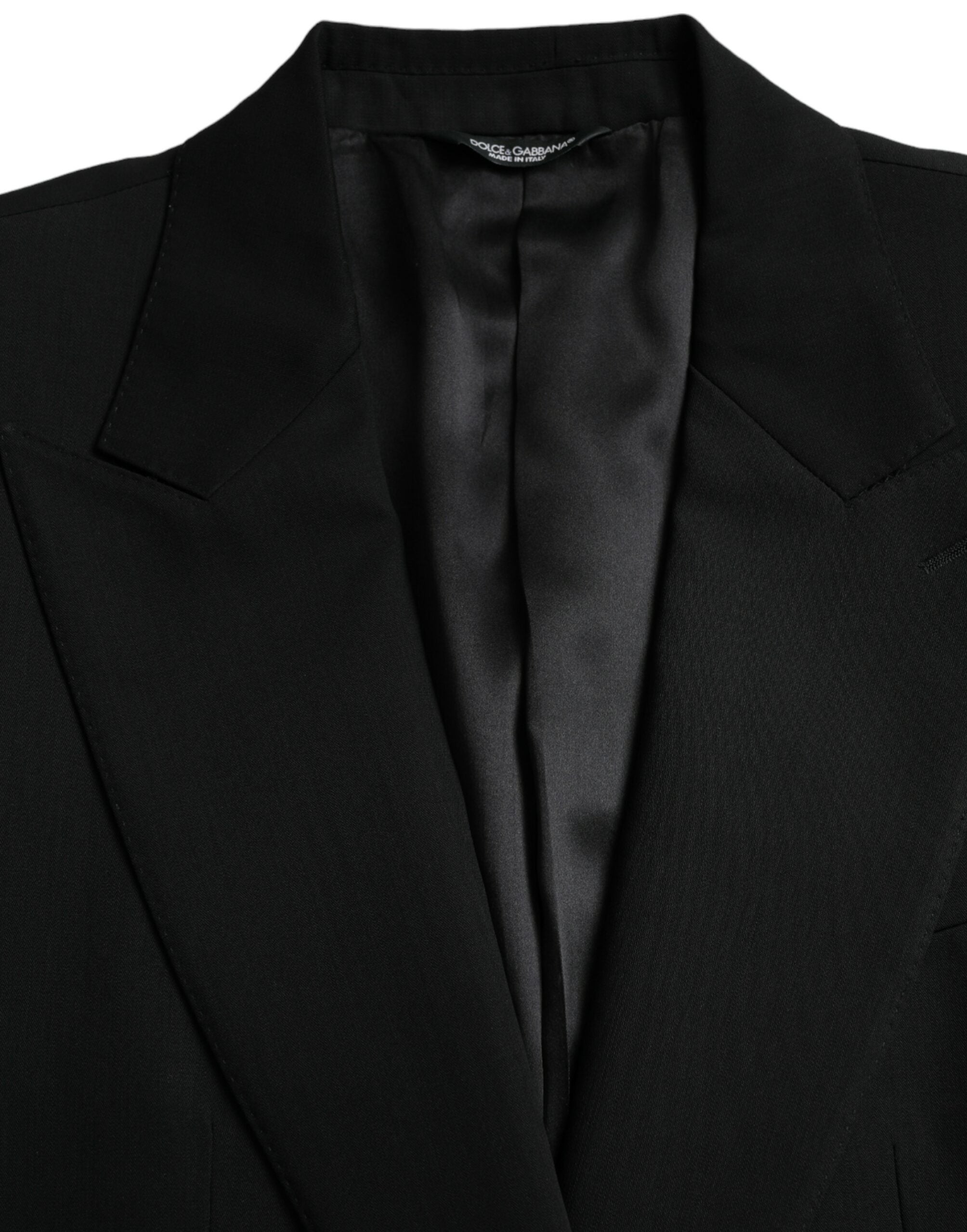 Dolce & Gabbana Black Wool Peak Single Breasted Coat Men's Blazer