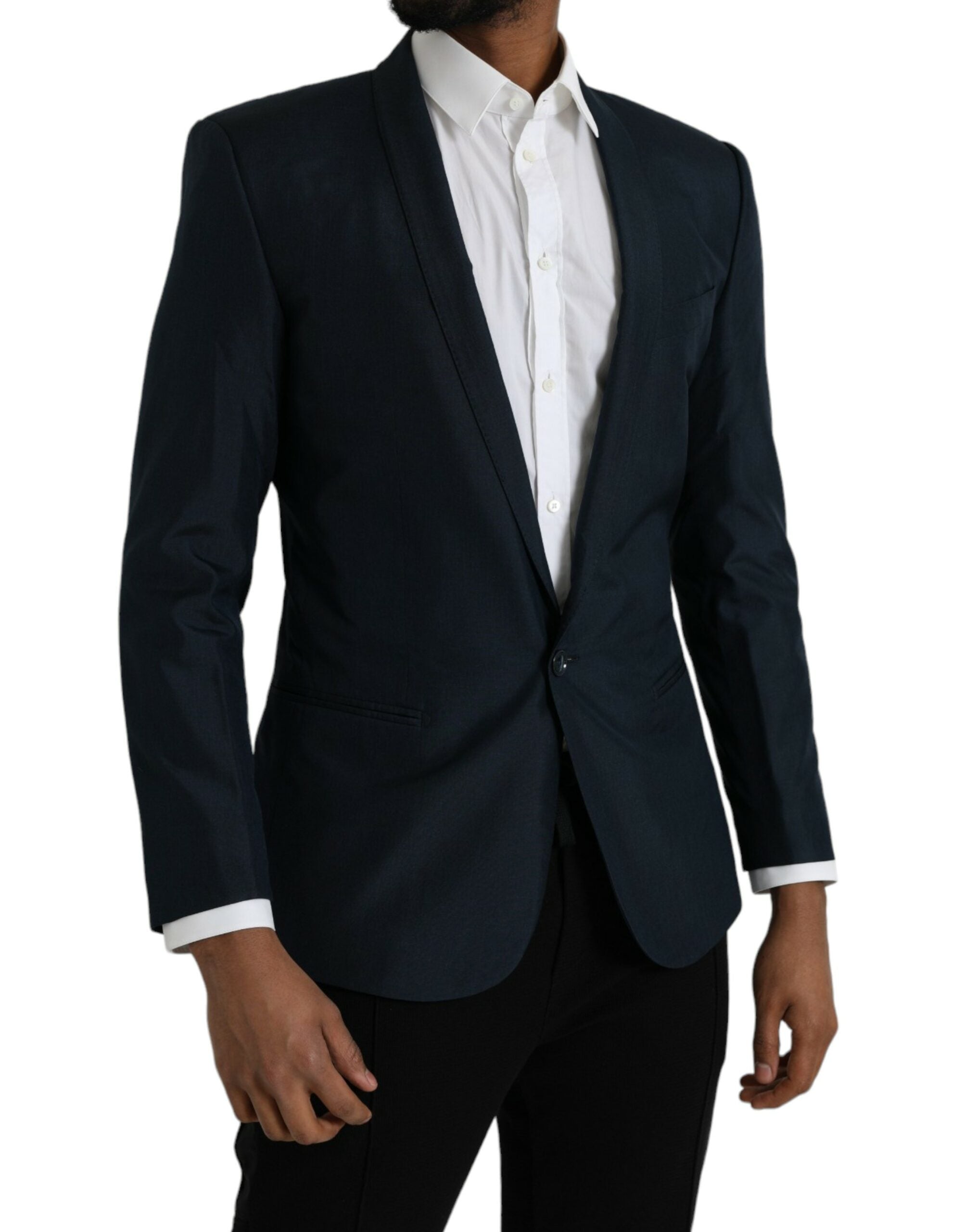 Dolce & Gabbana Blue GOLD Notch Single Breasted Coat Men's Blazer