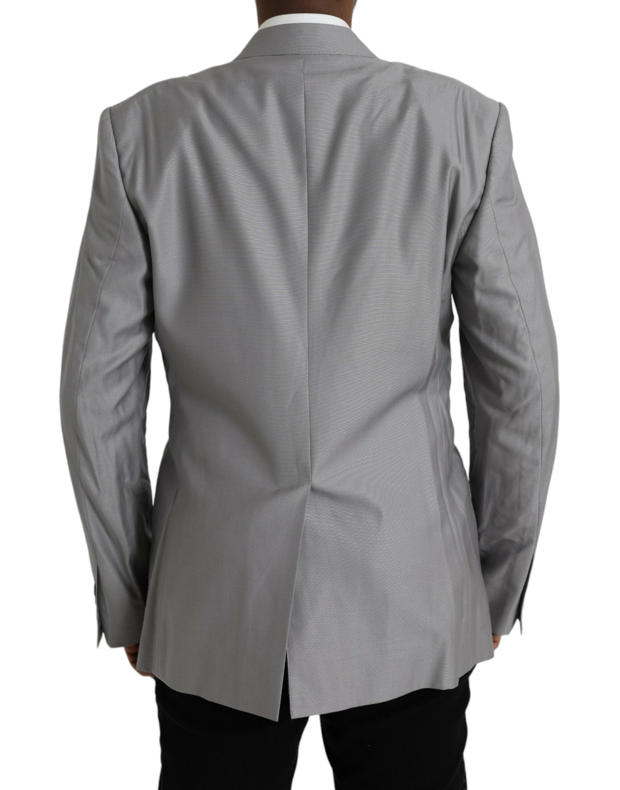 Dolce & Gabbana Gray Wool Peak Single Breasted Coat Men's Blazer