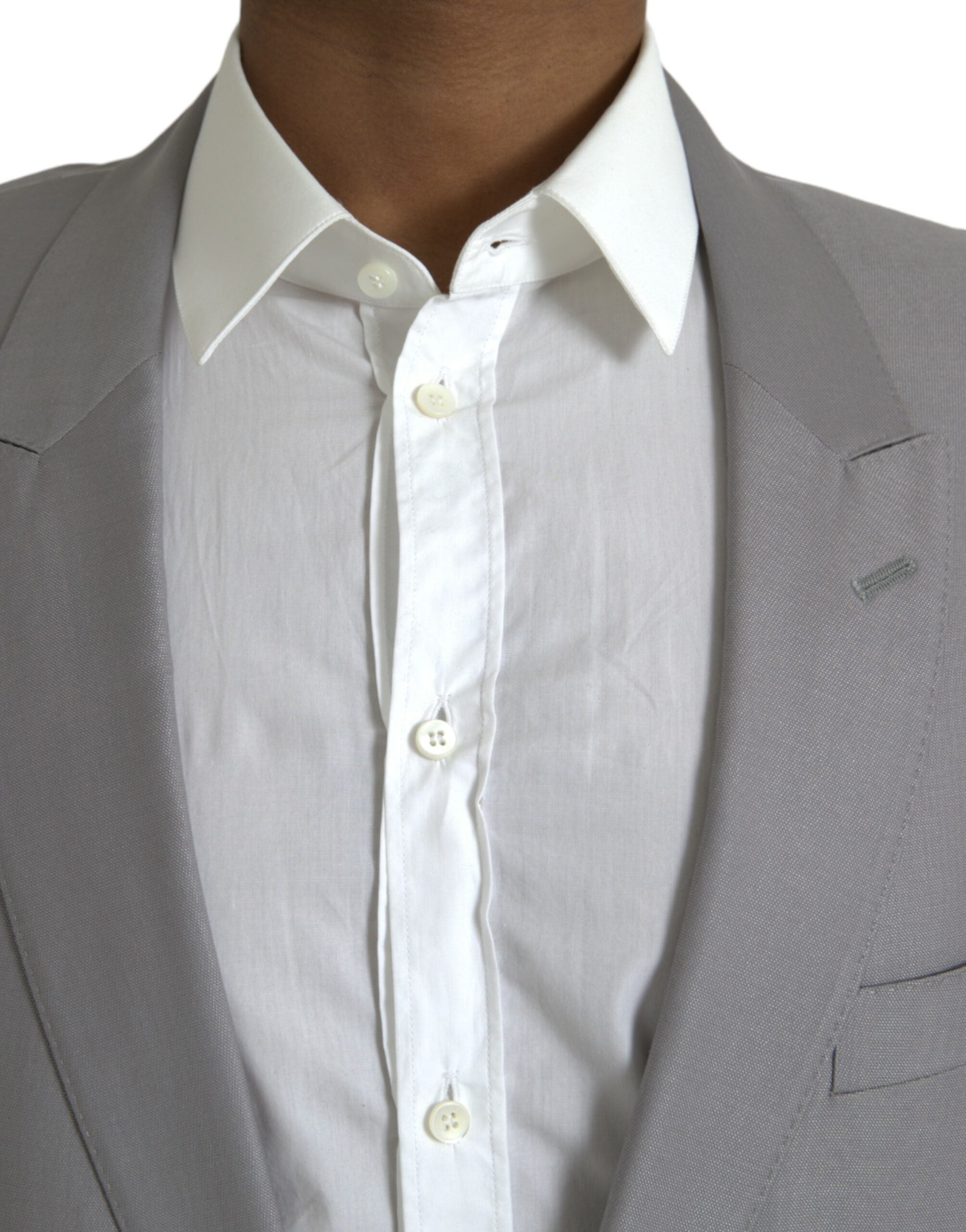 Dolce & Gabbana Gray Wool Peak Single Breasted Coat Men's Blazer
