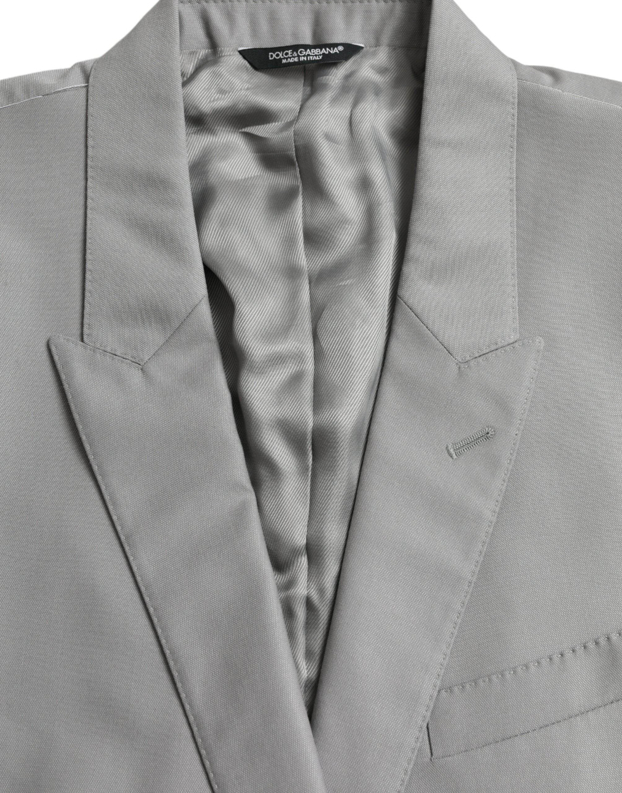 Dolce & Gabbana Gray Wool Peak Single Breasted Coat Men's Blazer