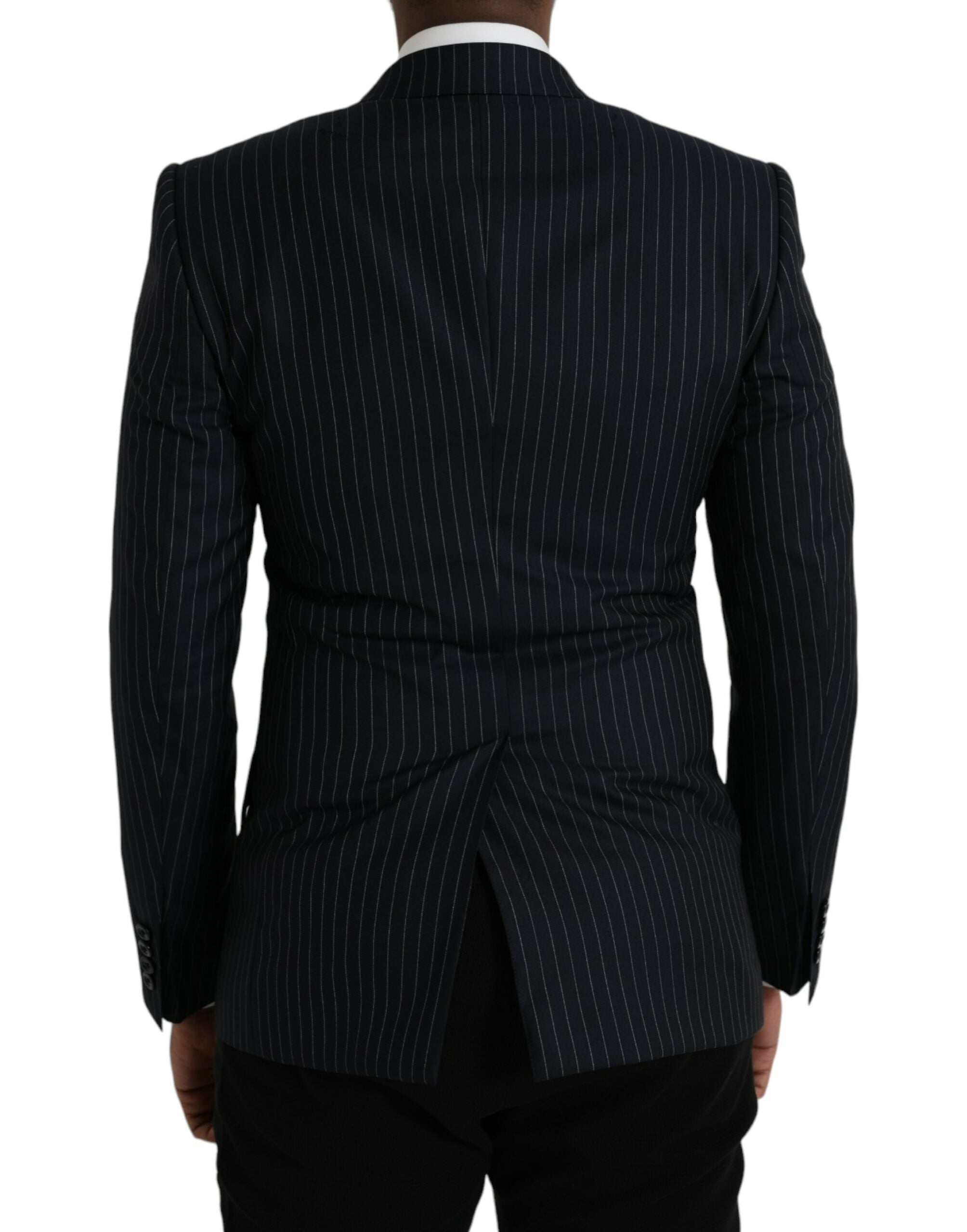 Dolce & Gabbana Dark Gray Stripe SICILIA Double Breasted Coat Men's Blazer