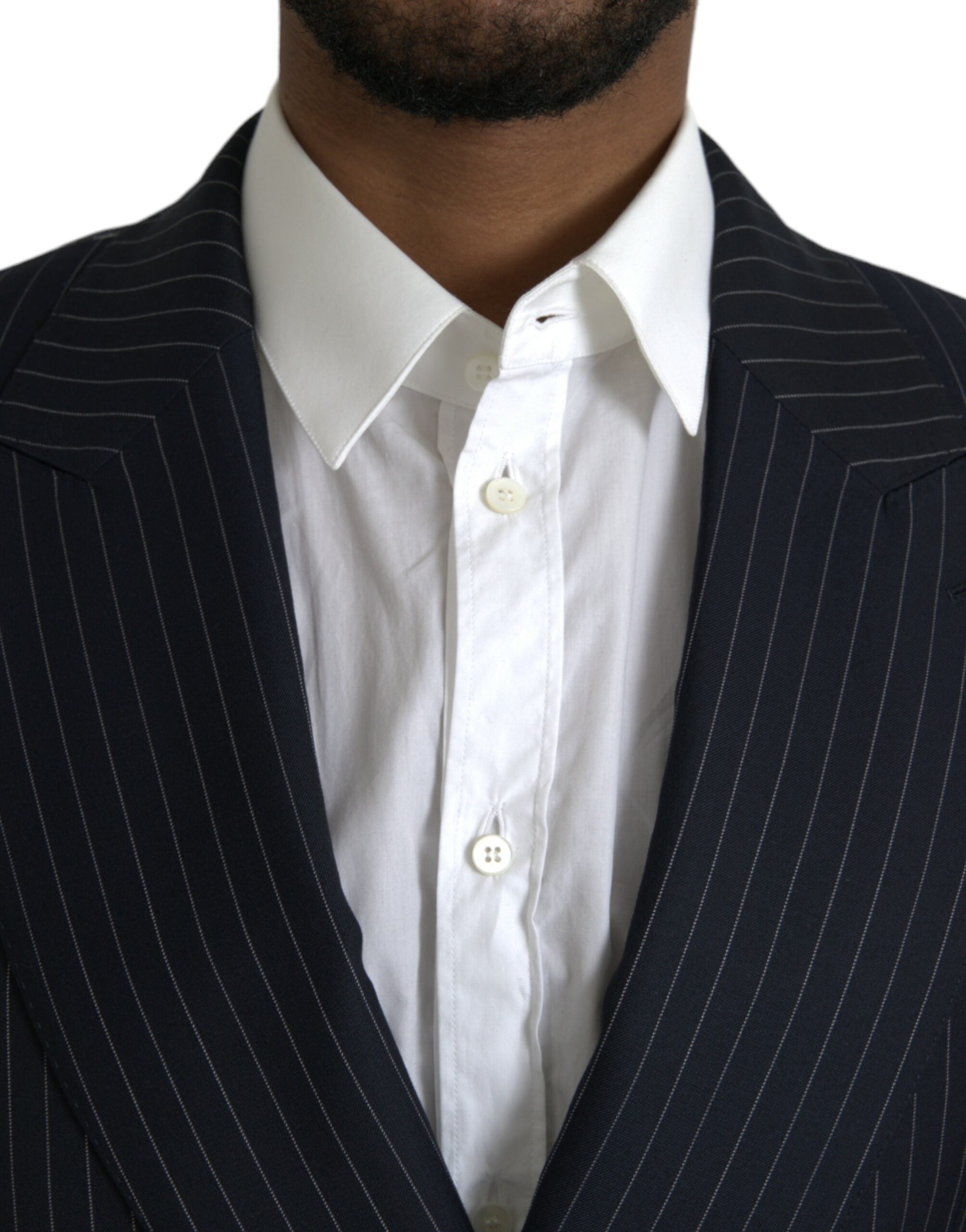 Dolce & Gabbana Dark Gray Stripe SICILIA Double Breasted Coat Men's Blazer