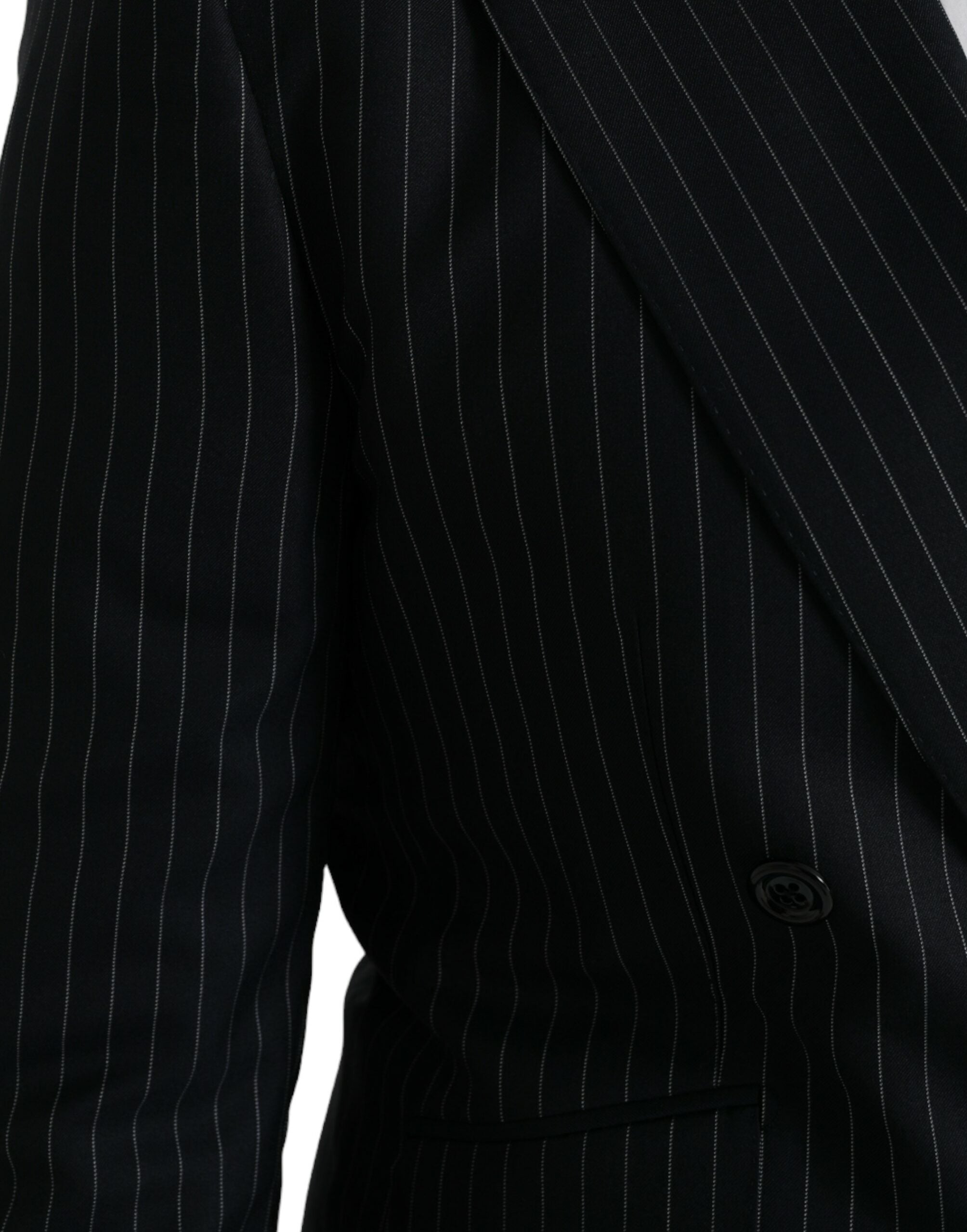 Dolce & Gabbana Dark Gray Stripe SICILIA Double Breasted Coat Men's Blazer