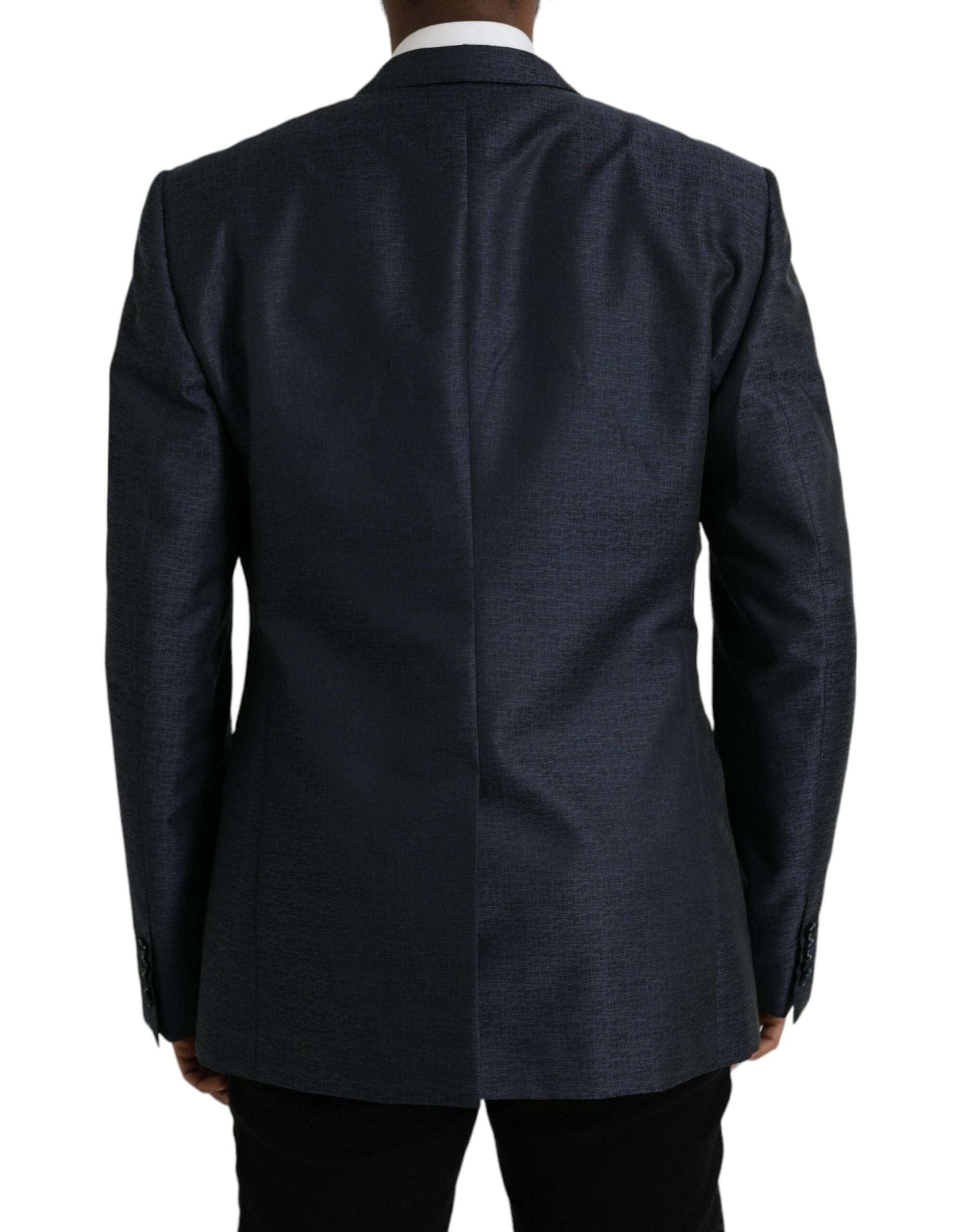 Dolce & Gabbana Blue Wool GOLD Single Breasted Coat Men's Blazer