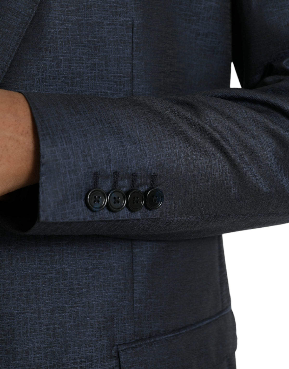 Dolce & Gabbana Blue Wool GOLD Single Breasted Coat Men's Blazer