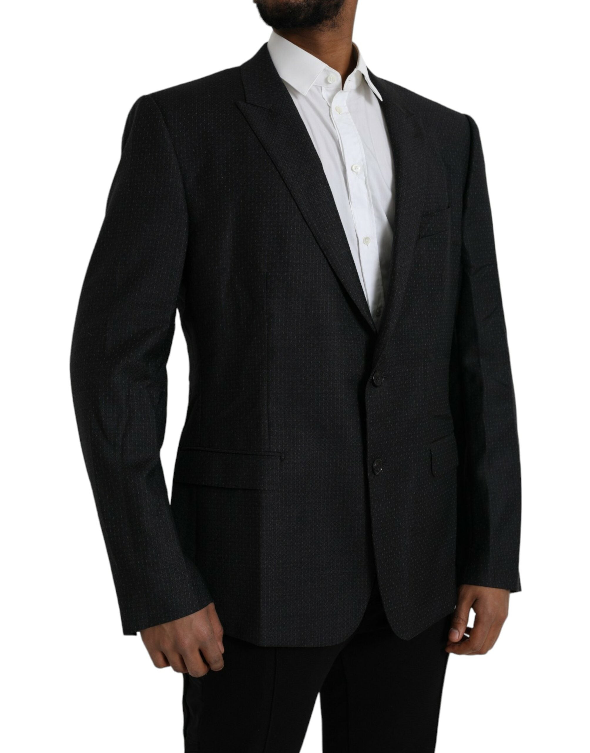Dolce & Gabbana Black Wool MARTINI Single Breasted Coat Men's Blazer