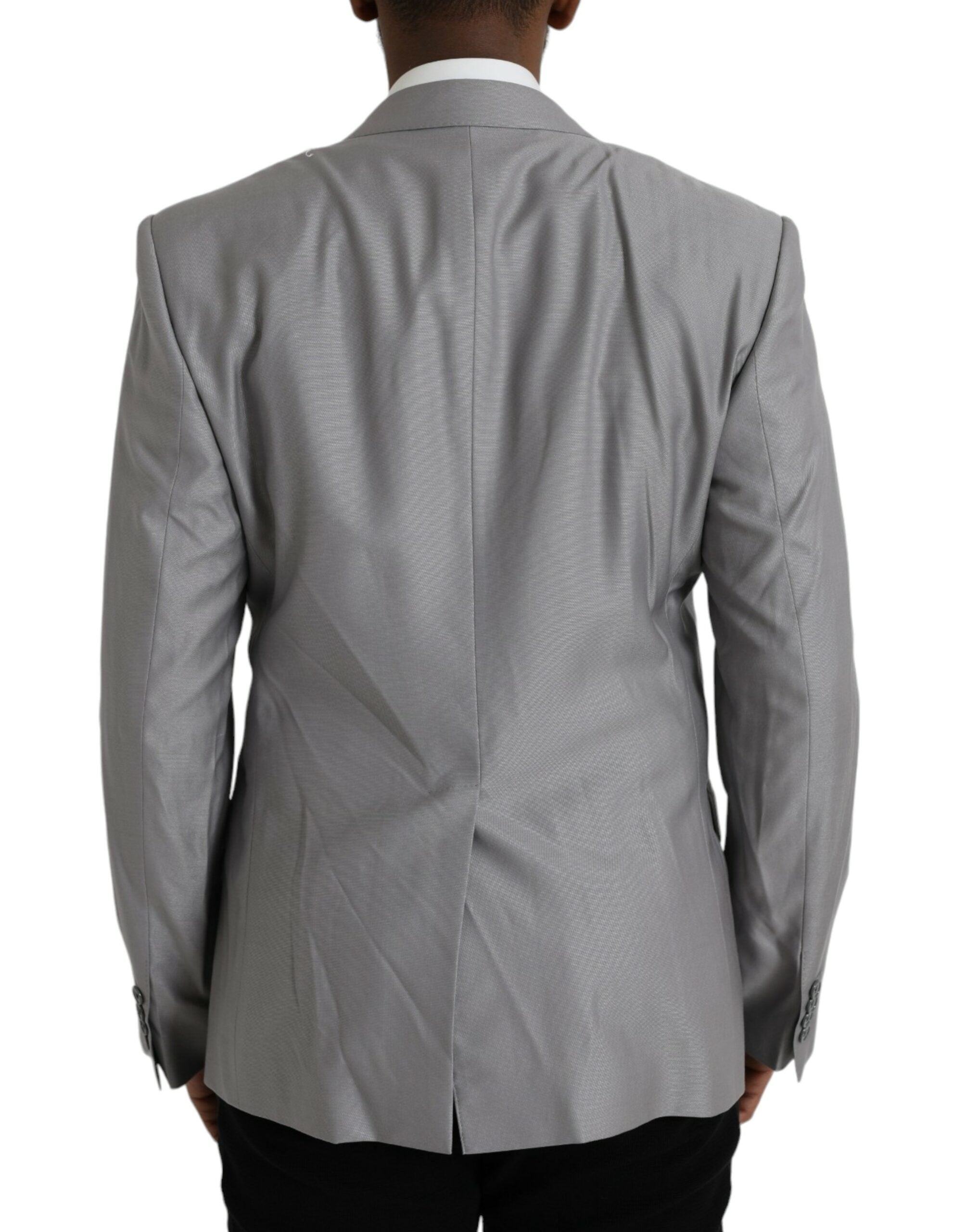 Dolce & Gabbana Gray Wool Peak Single Breasted Coat Men's Blazer