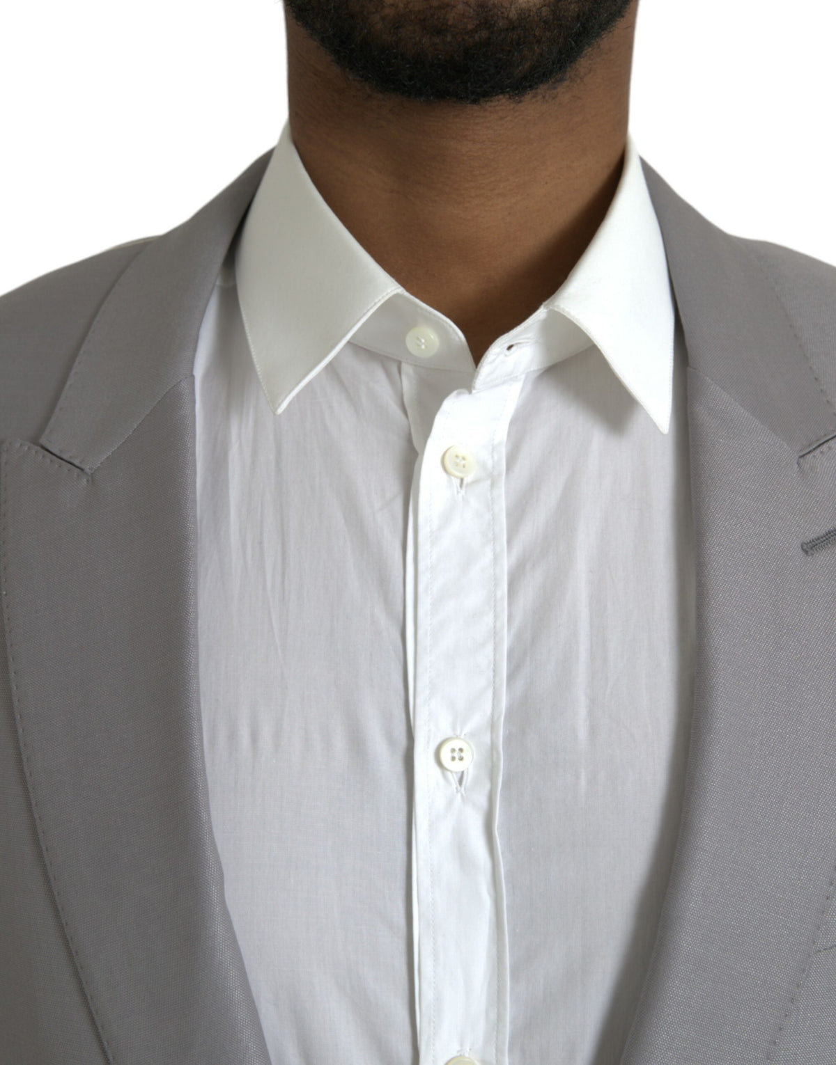 Dolce & Gabbana Gray Wool Peak Single Breasted Coat Men's Blazer