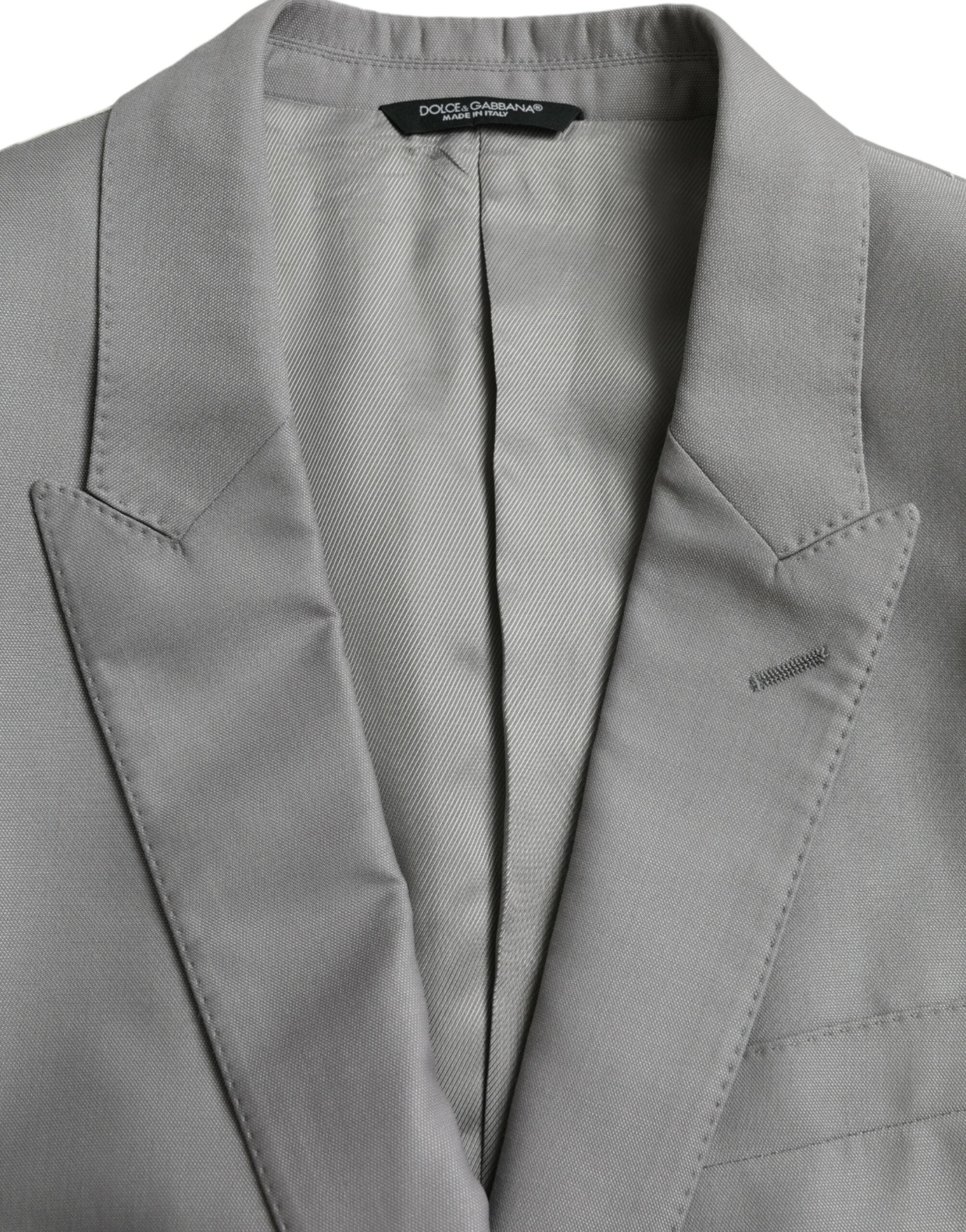 Dolce & Gabbana Gray Wool Peak Single Breasted Coat Men's Blazer