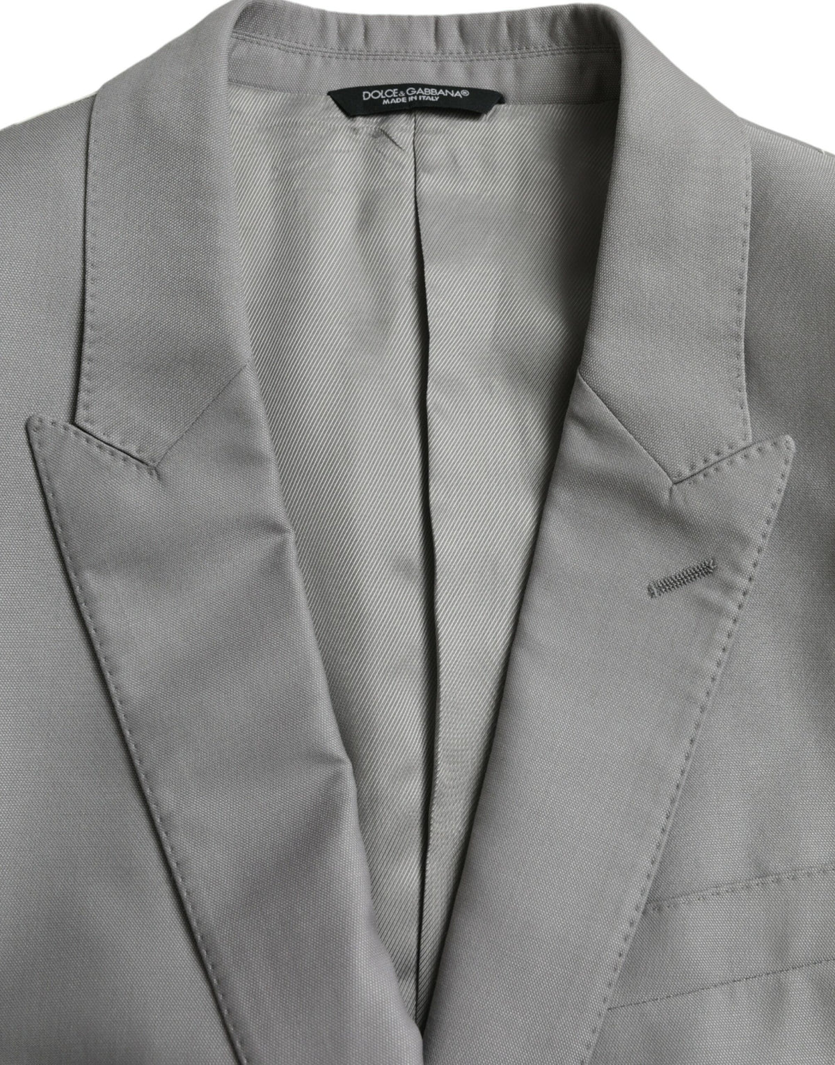 Dolce & Gabbana Gray Wool Peak Single Breasted Coat Men's Blazer