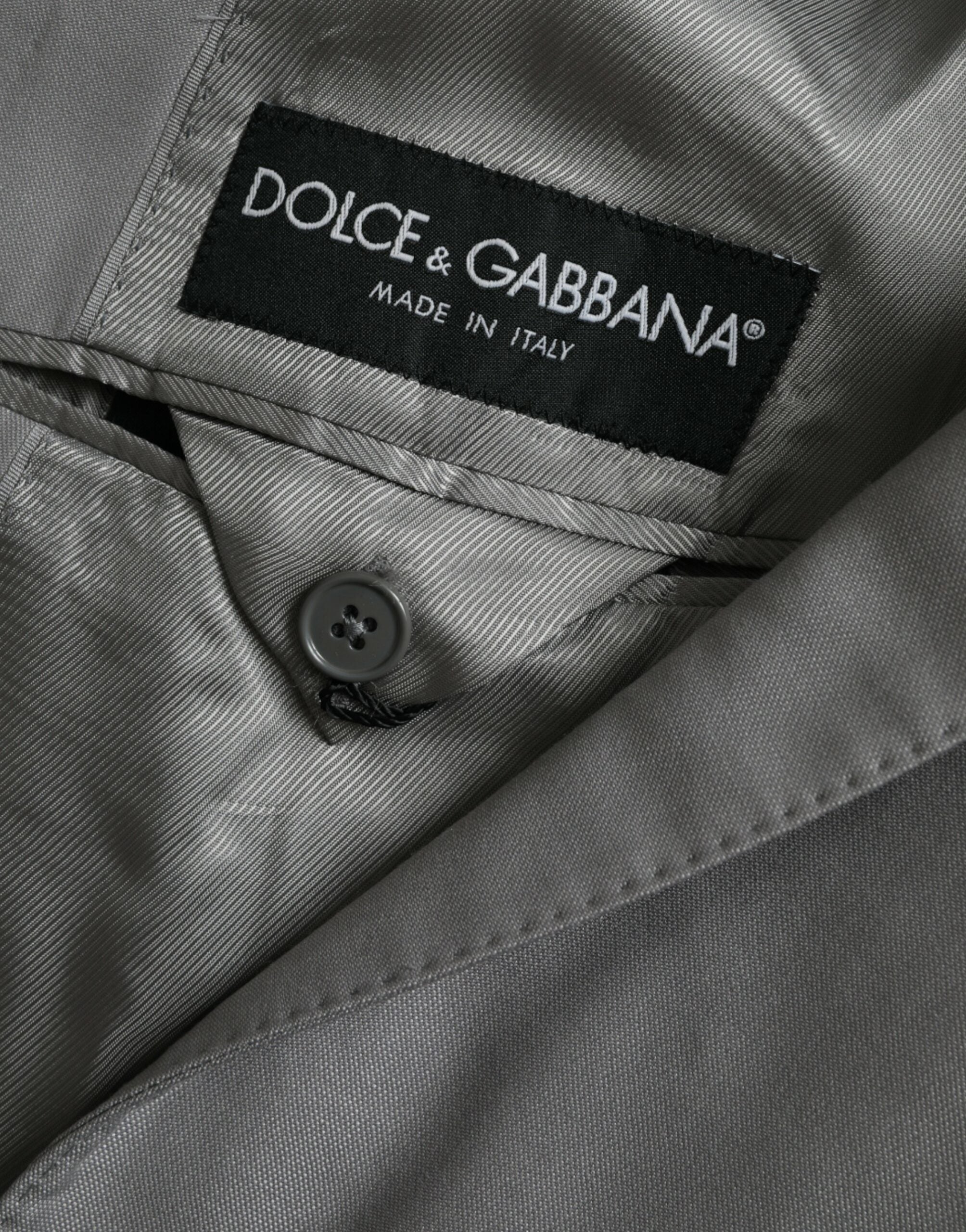 Dolce & Gabbana Gray Wool Peak Single Breasted Coat Men's Blazer