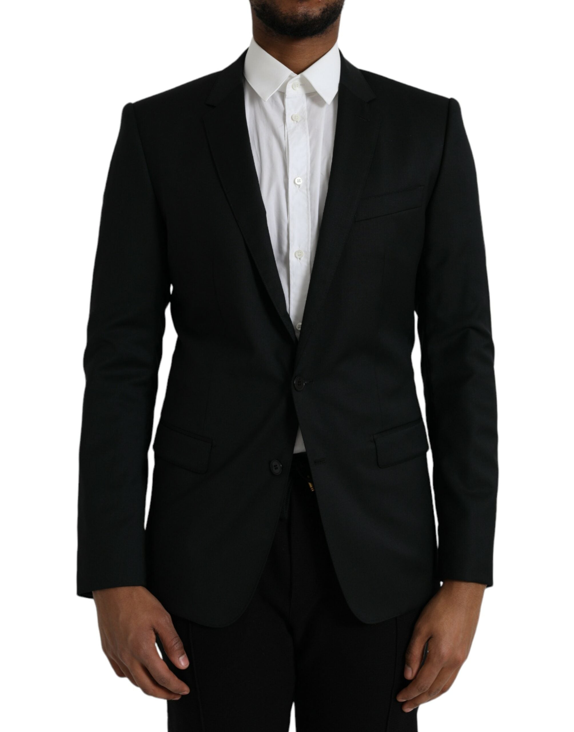 Dolce & Gabbana Black Wool MARTINI Single Breasted Men's Blazer