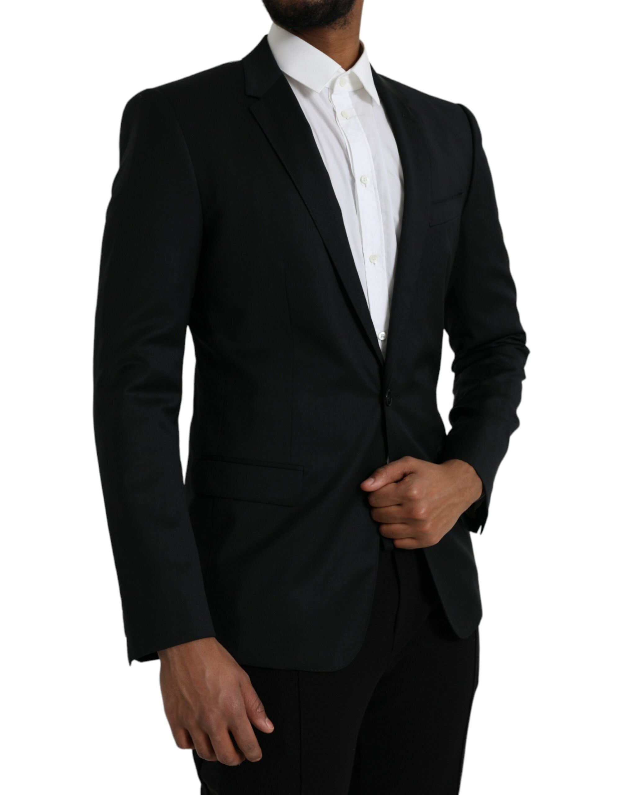 Dolce & Gabbana Black Wool MARTINI Single Breasted Men's Blazer