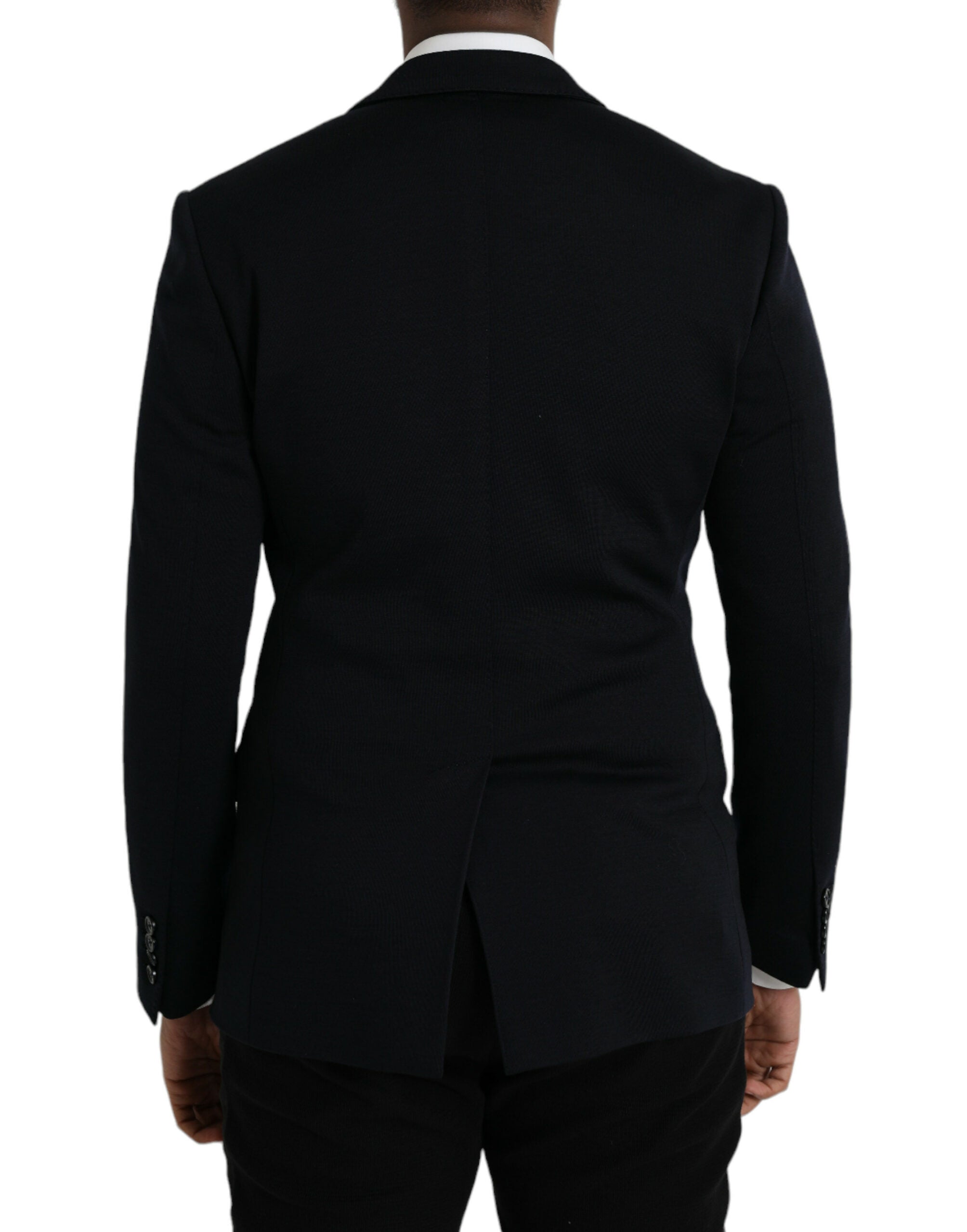 Dolce & Gabbana Dark Blue Wool Notch Single Breasted Coat Men's Blazer
