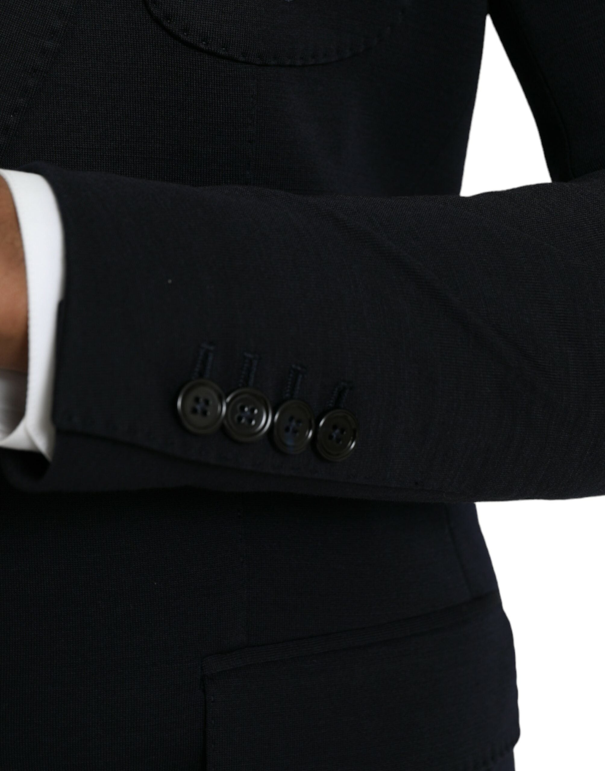 Dolce & Gabbana Dark Blue Wool Notch Single Breasted Coat Men's Blazer