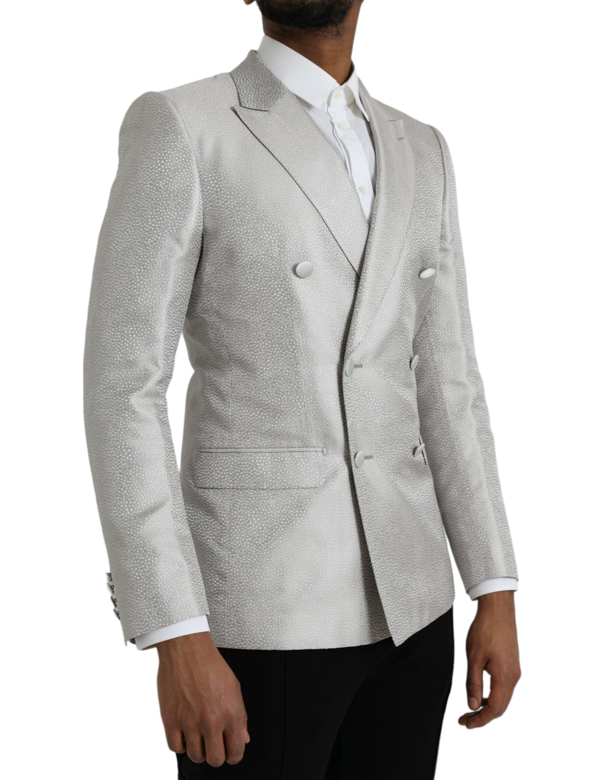 Dolce & Gabbana Off White MARTINI Double Breasted Coat Men's Blazer
