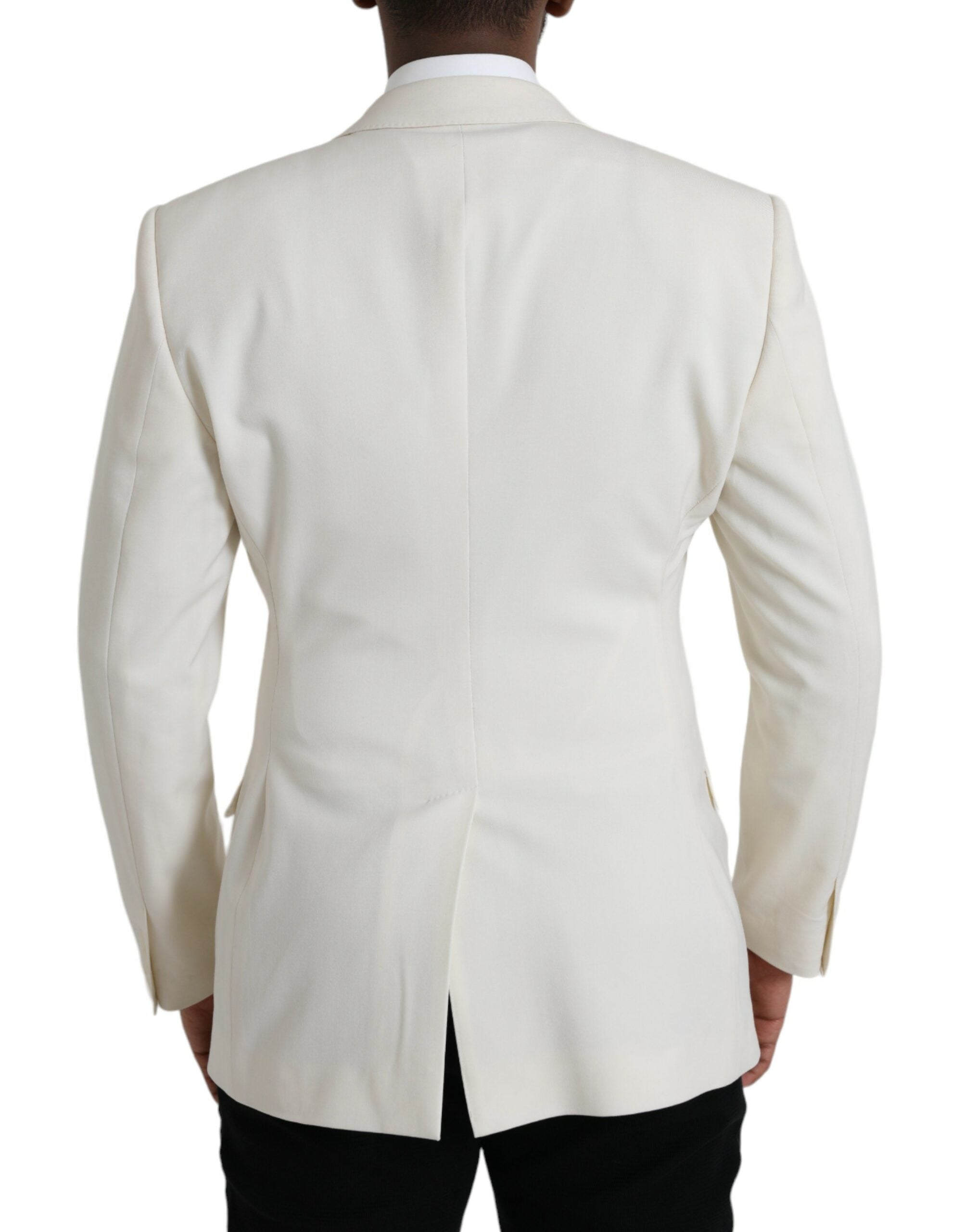Dolce & Gabbana White Wool MARTINI Double Breasted Men's Blazer