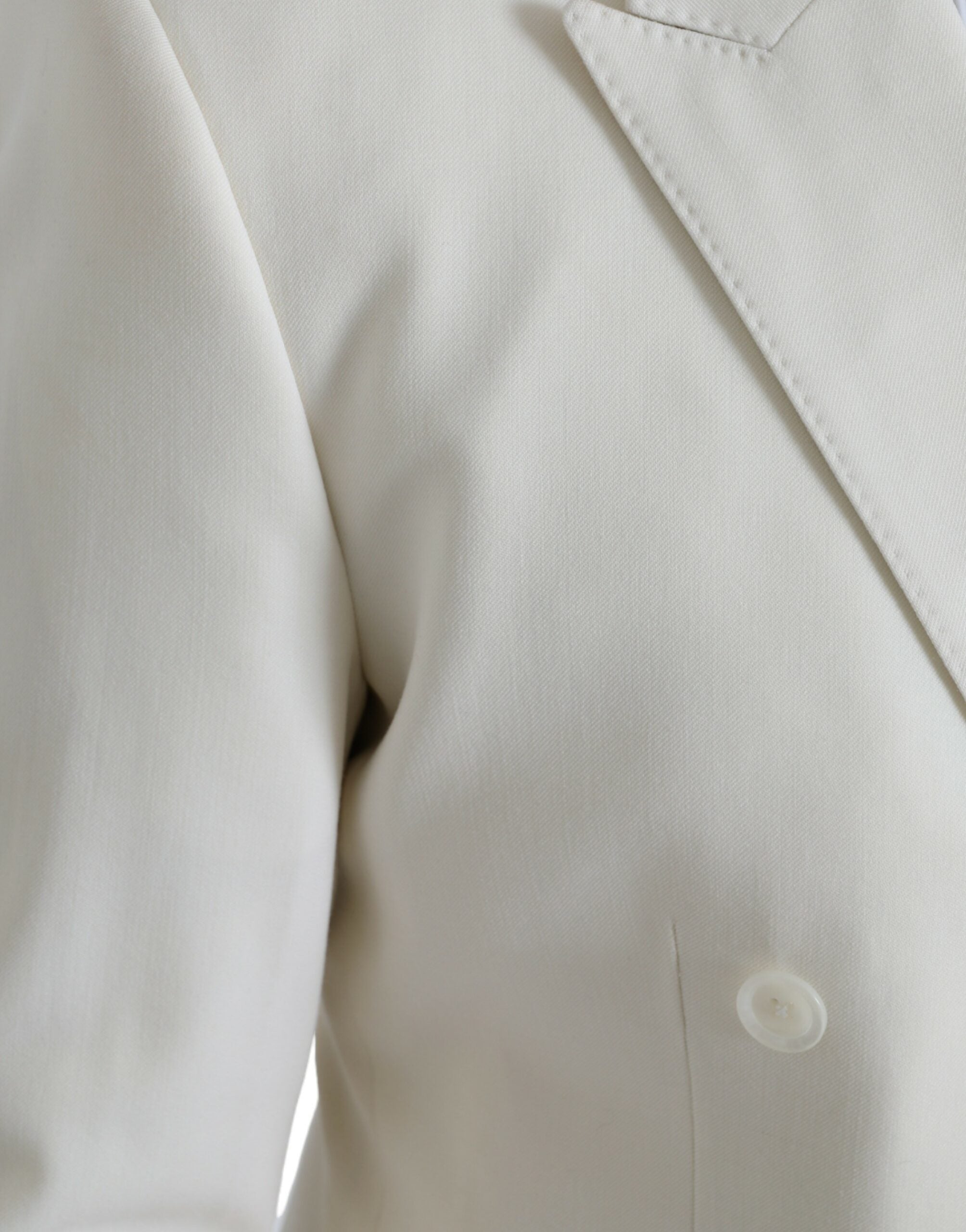 Dolce & Gabbana White Wool MARTINI Double Breasted Men's Blazer