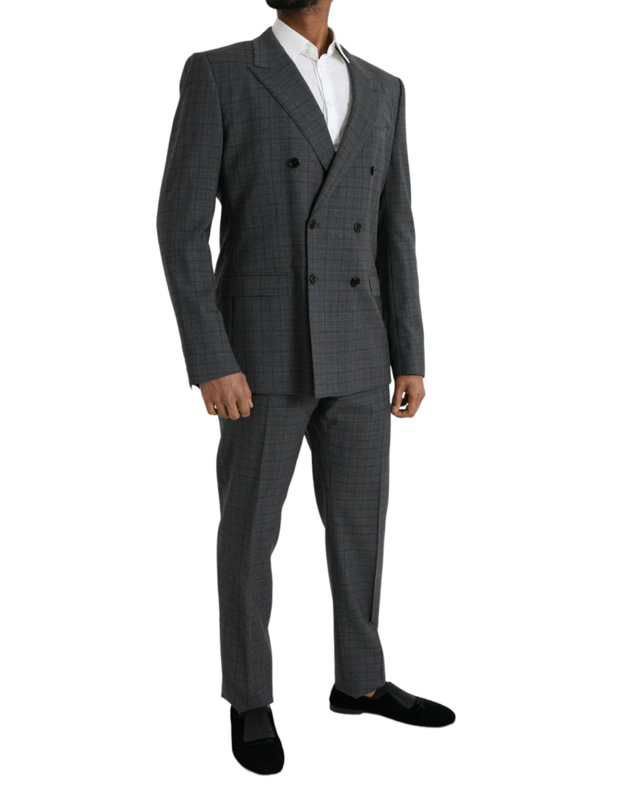 Dolce & Gabbana Gray Plaid Wool MARTINI Formal 2 Piece Men's Suit