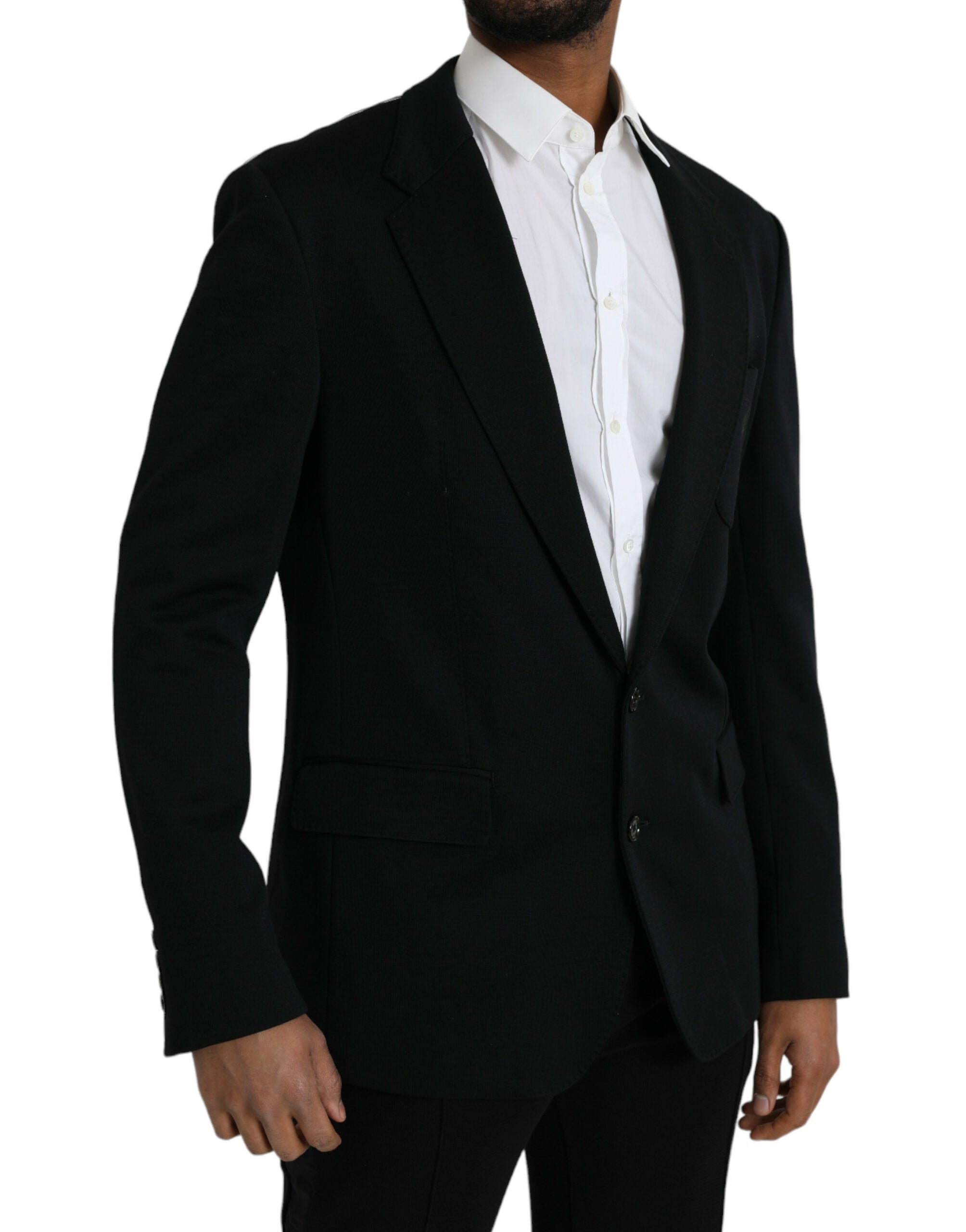 Dolce & Gabbana Black Wool Single Breasted Coat Men's Blazer