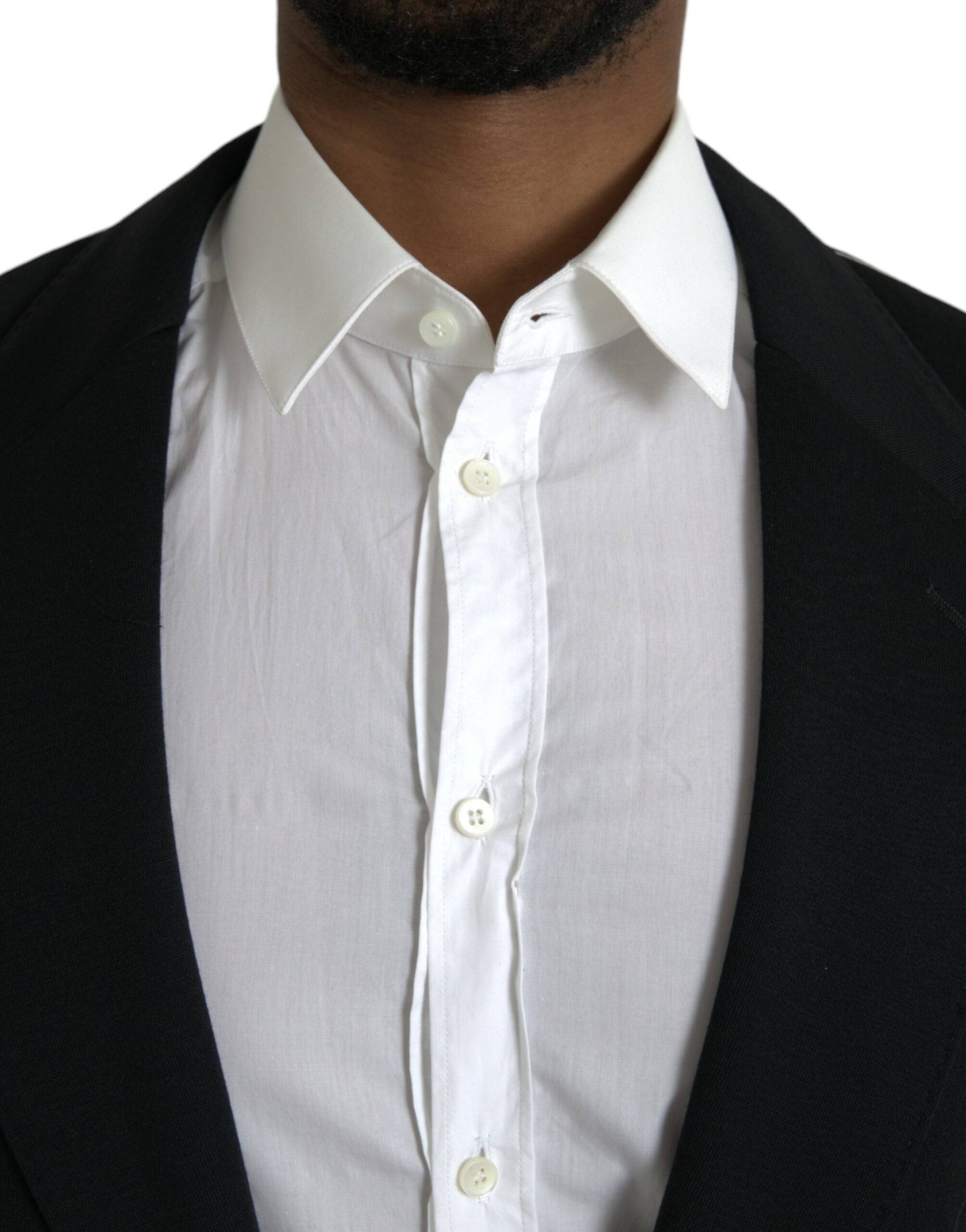 Dolce & Gabbana Black Wool Single Breasted Coat Men's Blazer