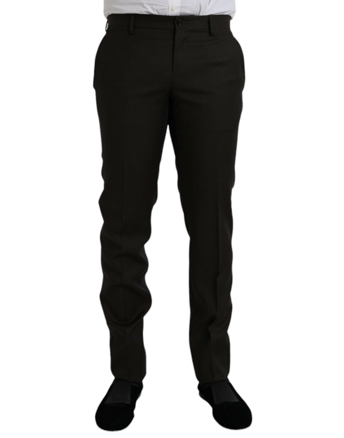 Dolce & Gabbana Dark Brown Wool Slim Fit Formal Men's Pants