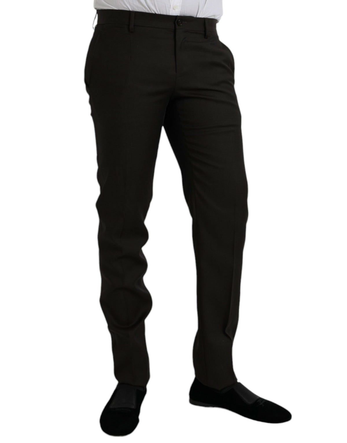 Dolce & Gabbana Dark Brown Wool Slim Fit Formal Men's Pants
