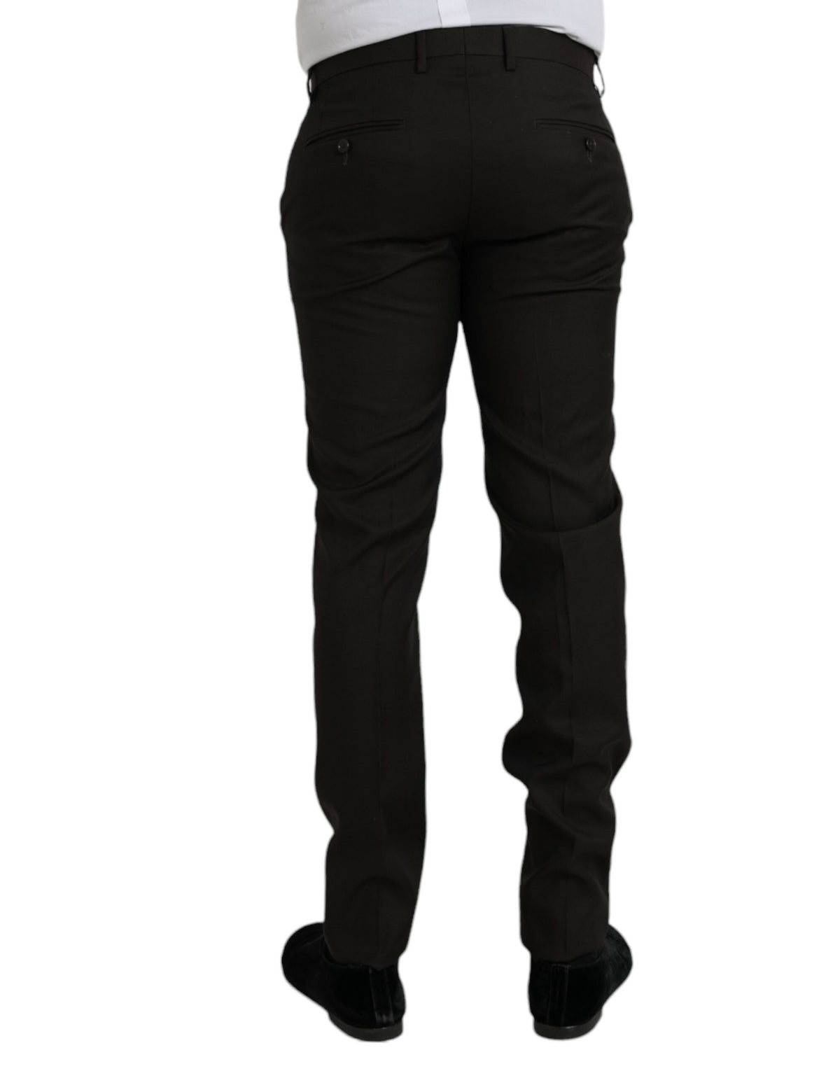 Dolce & Gabbana Dark Brown Wool Slim Fit Formal Men's Pants