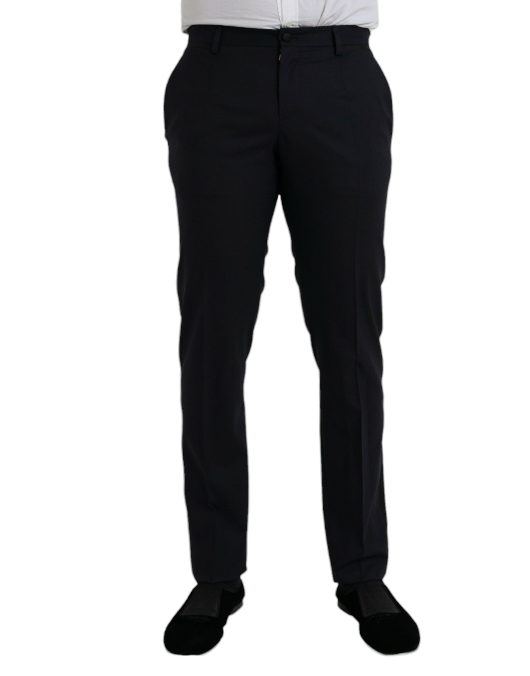 Dolce & Gabbana Dark Blue Wool Slim Fit Formal Men's Pants