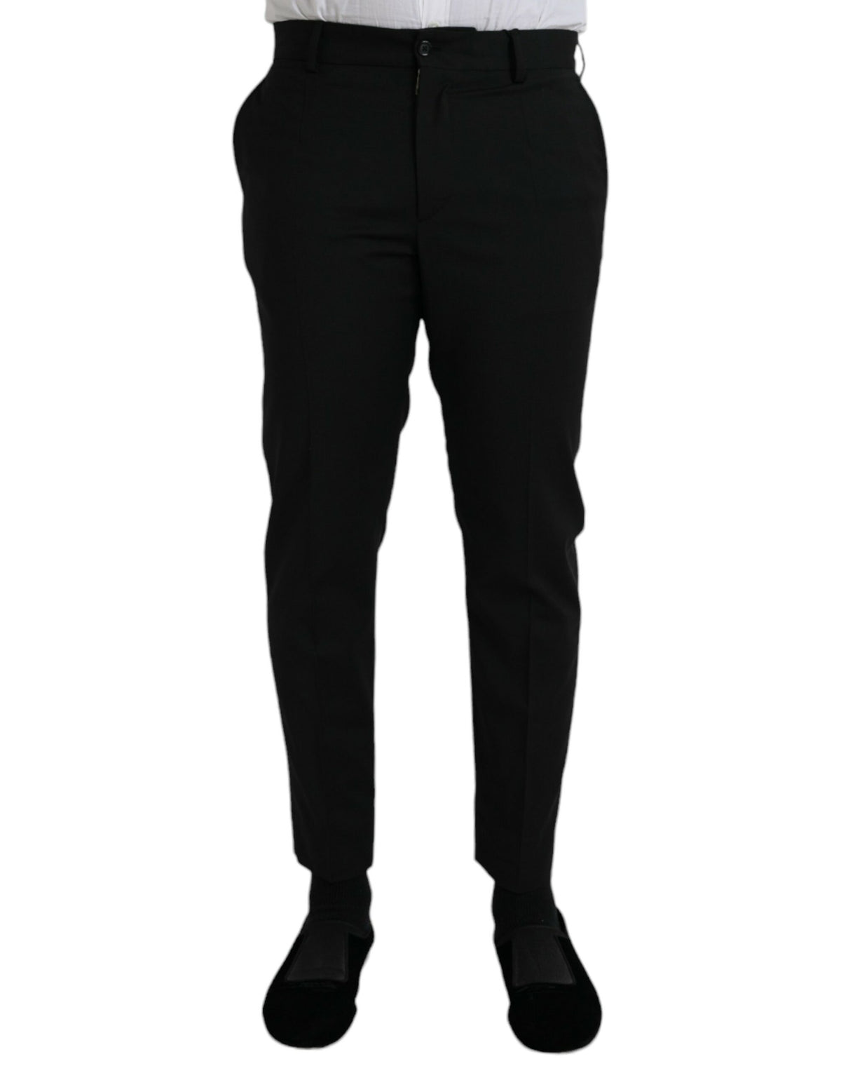 Dolce & Gabbana Black Wool SlimFit Dress Formal Men's Pants