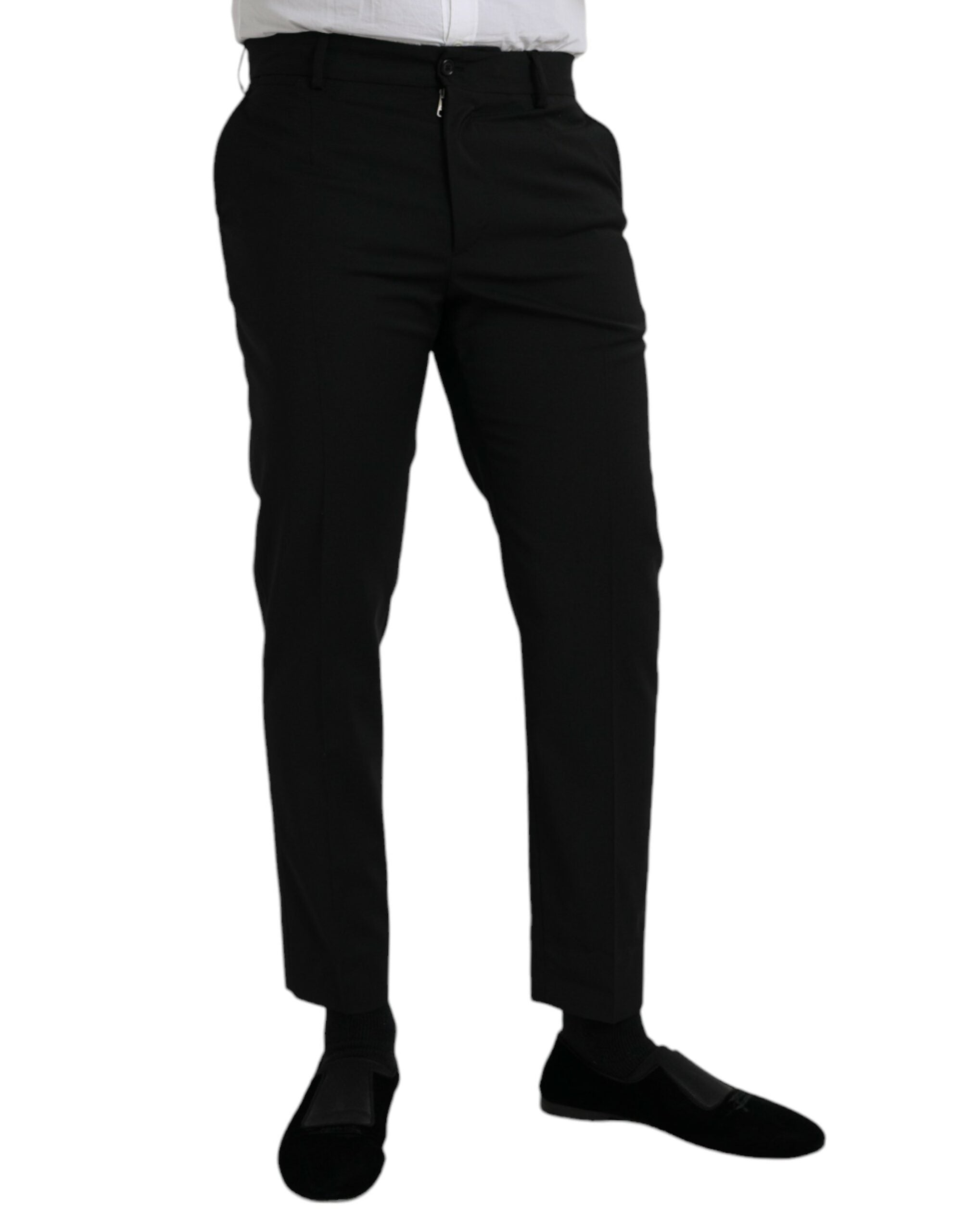 Dolce & Gabbana Black Wool SlimFit Dress Formal Men's Pants