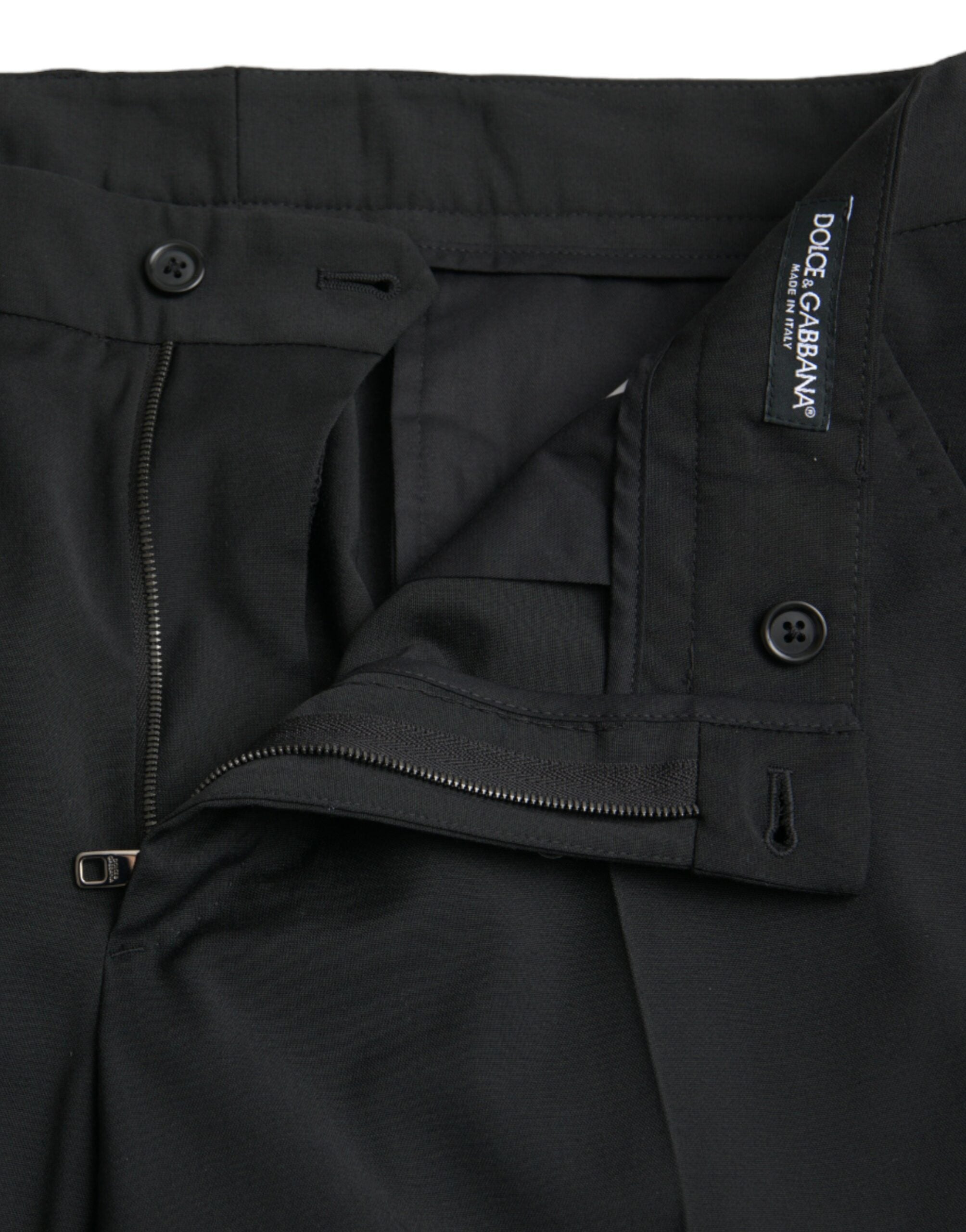 Dolce & Gabbana Black Wool SlimFit Dress Formal Men's Pants