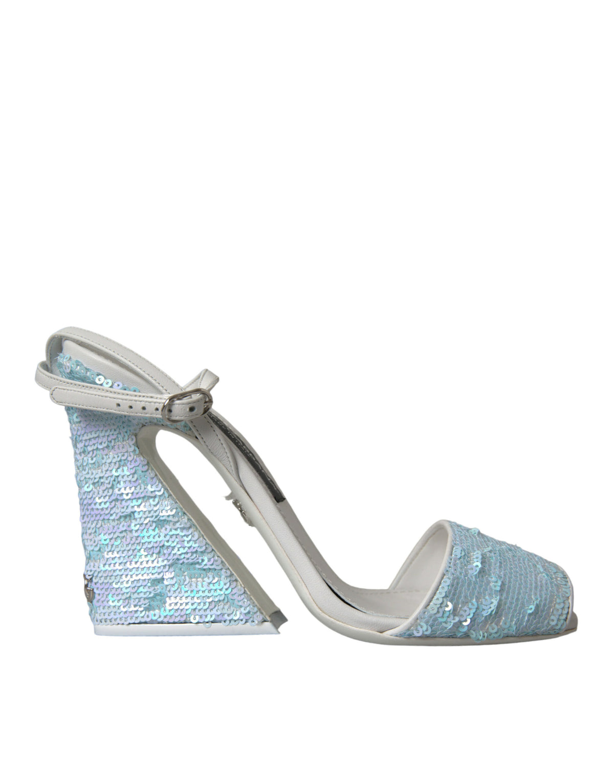Dolce & Gabbana Light Blue Sequin Ankle Strap Sandals Women's Shoes