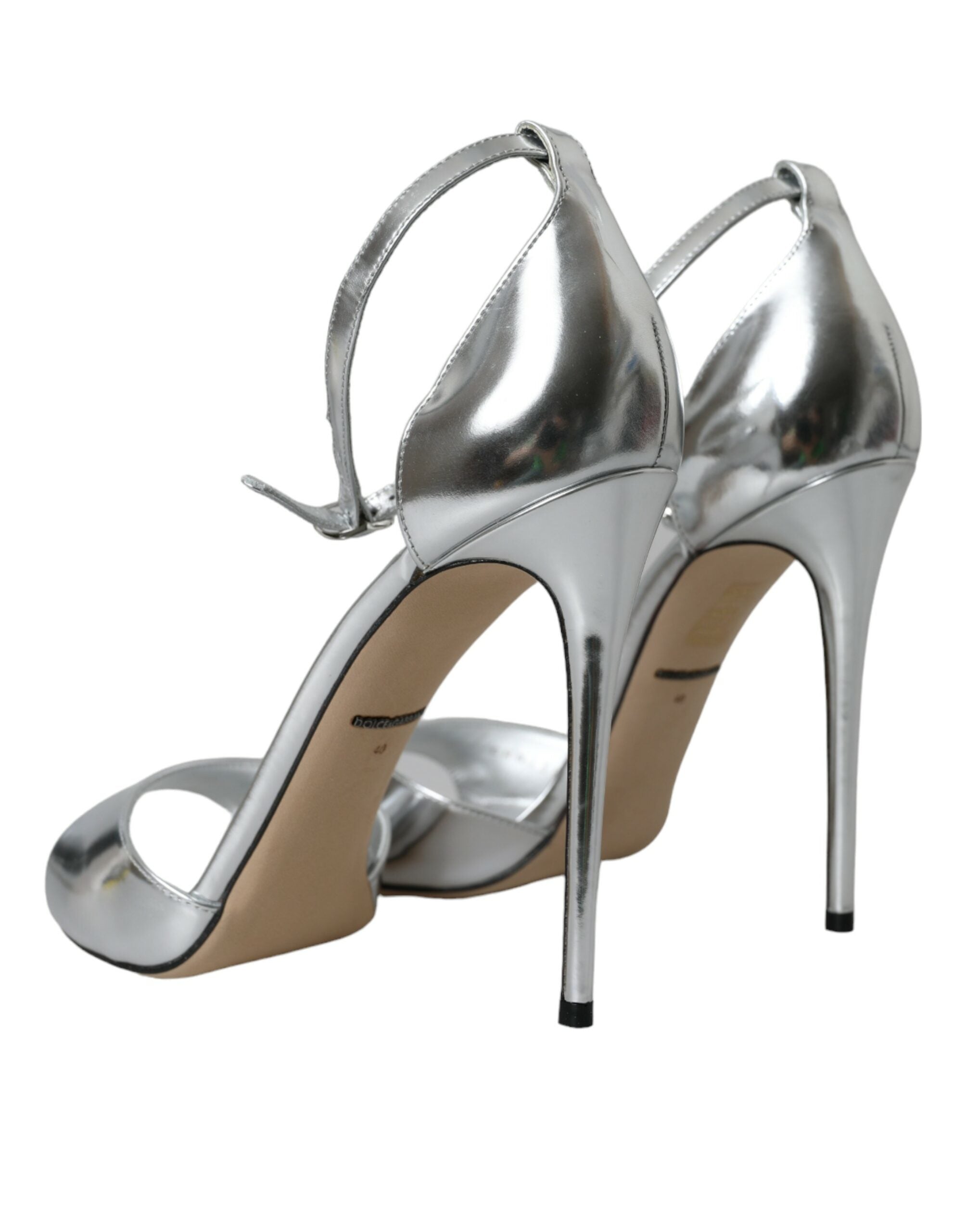 Dolce & Gabbana Silver KEIRA Leather Heels Sandals Women's Shoes