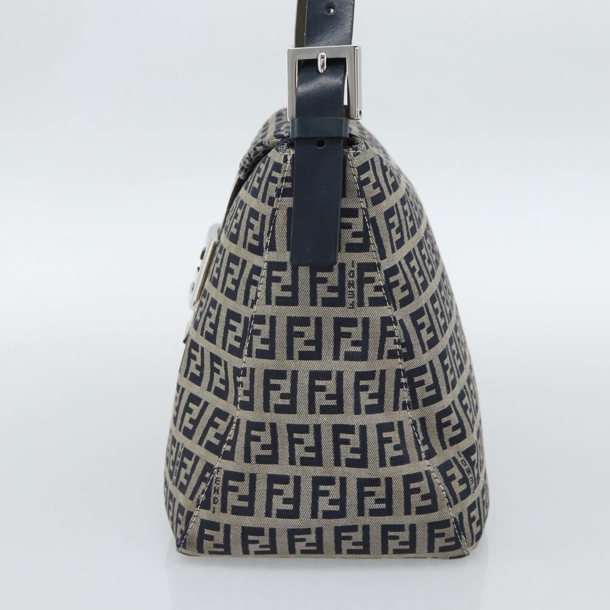 Fendi Baguette Canvas Navy Canvas Shoulder Bag Bag (Pre-Owned)