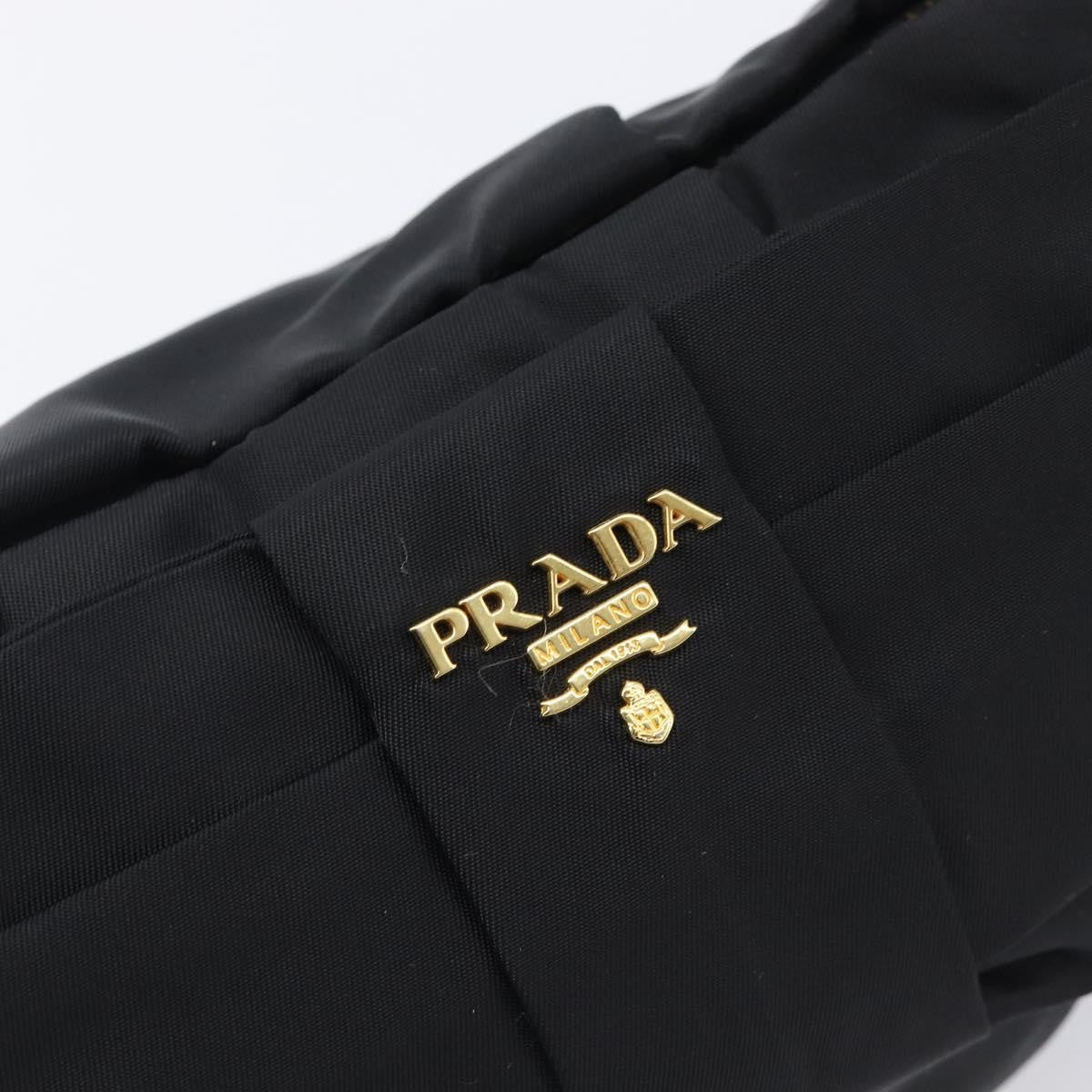 Prada Bow Wristlet Tessuto Black Nylon Clutche & Pouche Bag (Pre-Owned)