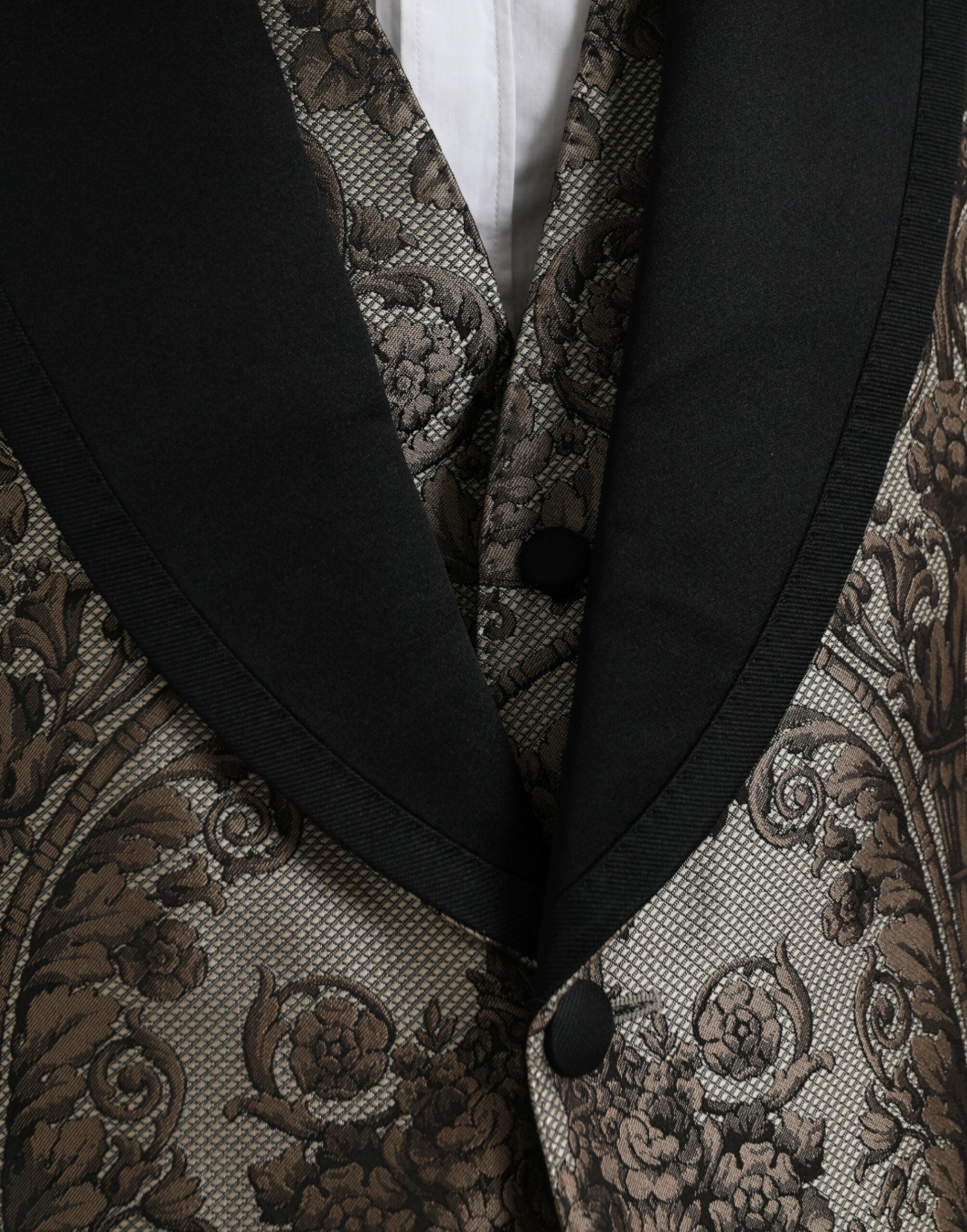 Dolce & Gabbana Brown Floral Jacquard Formal 3 Piece Men's Suit