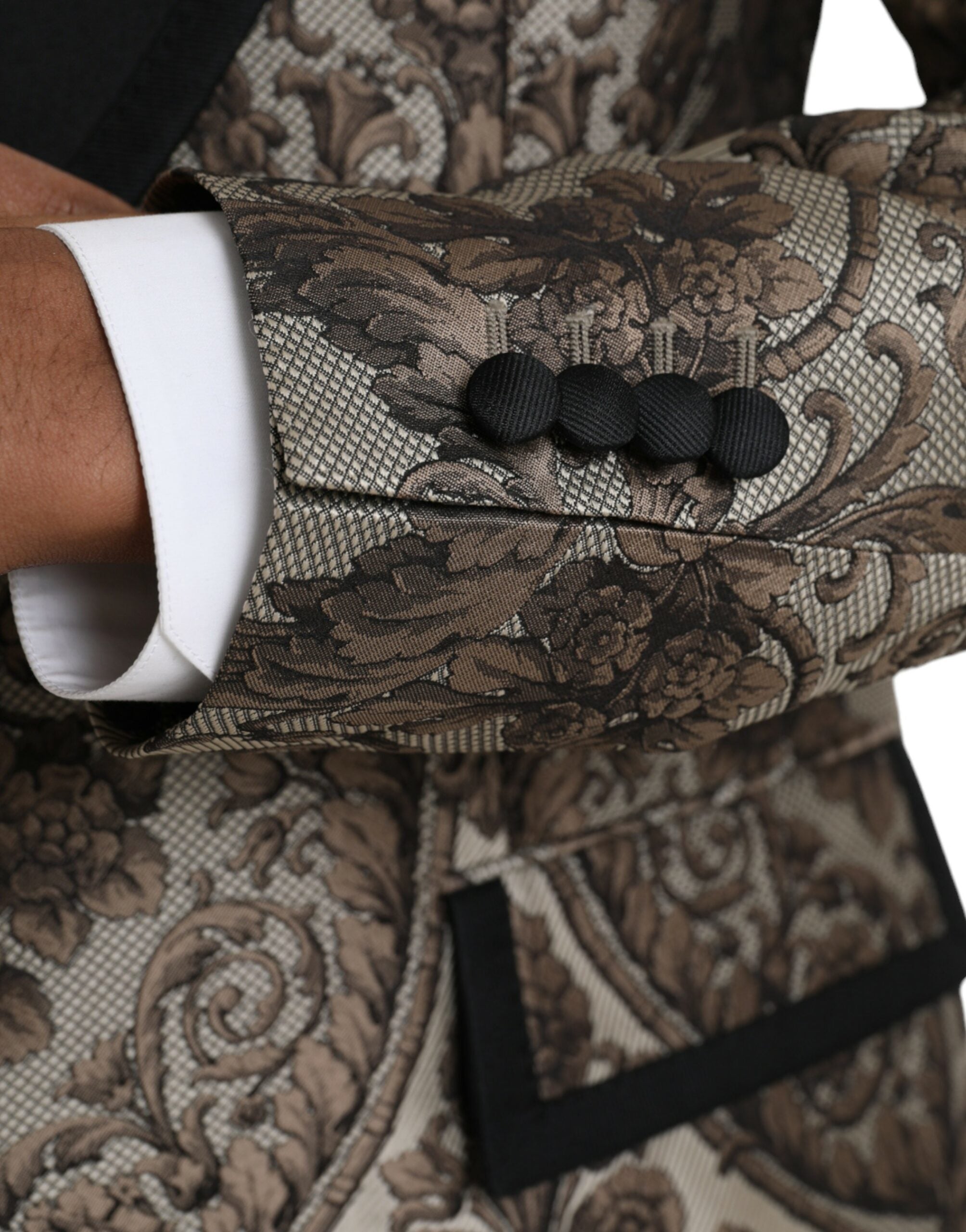 Dolce & Gabbana Brown Floral Jacquard Formal 3 Piece Men's Suit