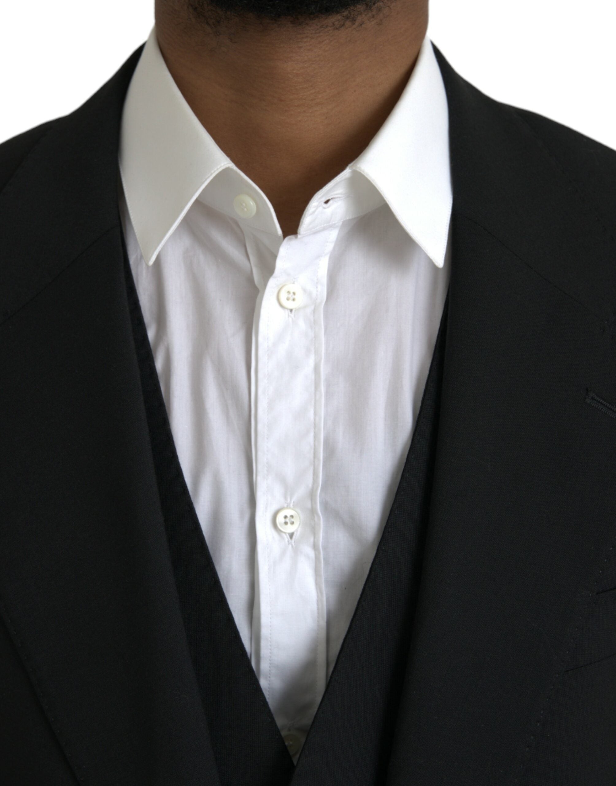 Dolce & Gabbana Black Polyester STAFF Formal 3 Piece Men's Suit