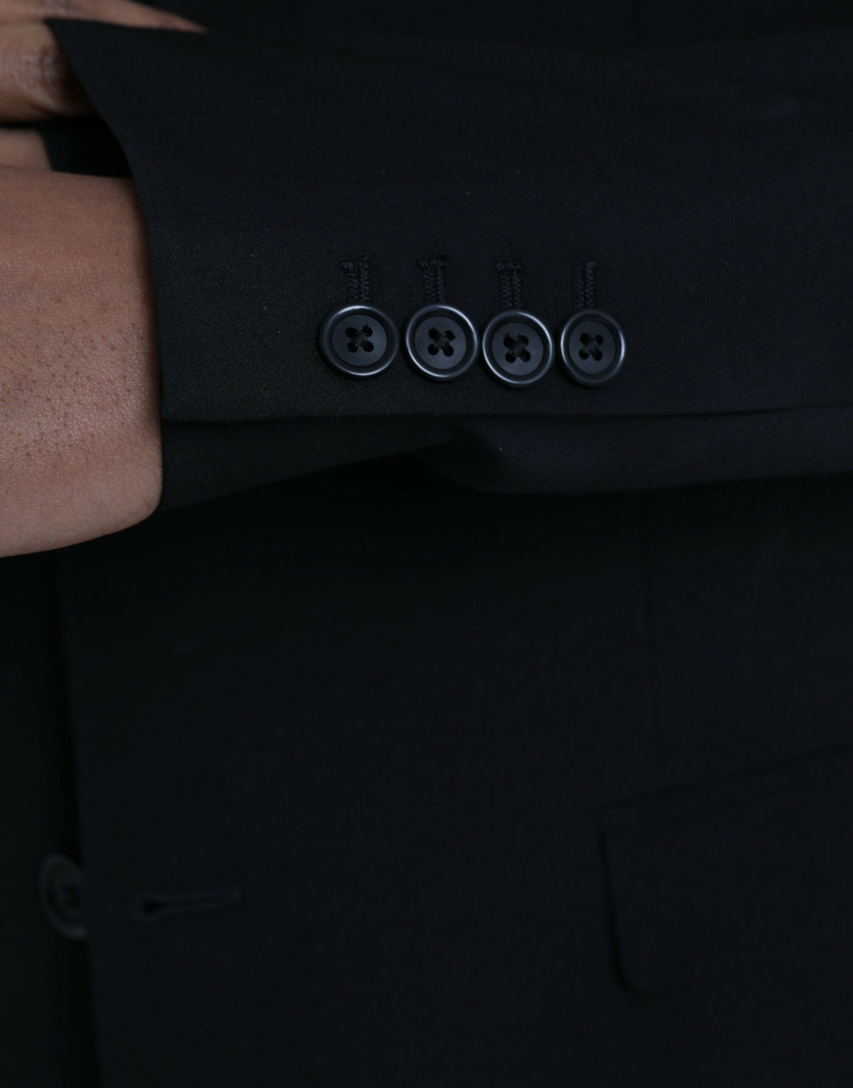 Dolce & Gabbana Black Polyester STAFF Formal 3 Piece Men's Suit