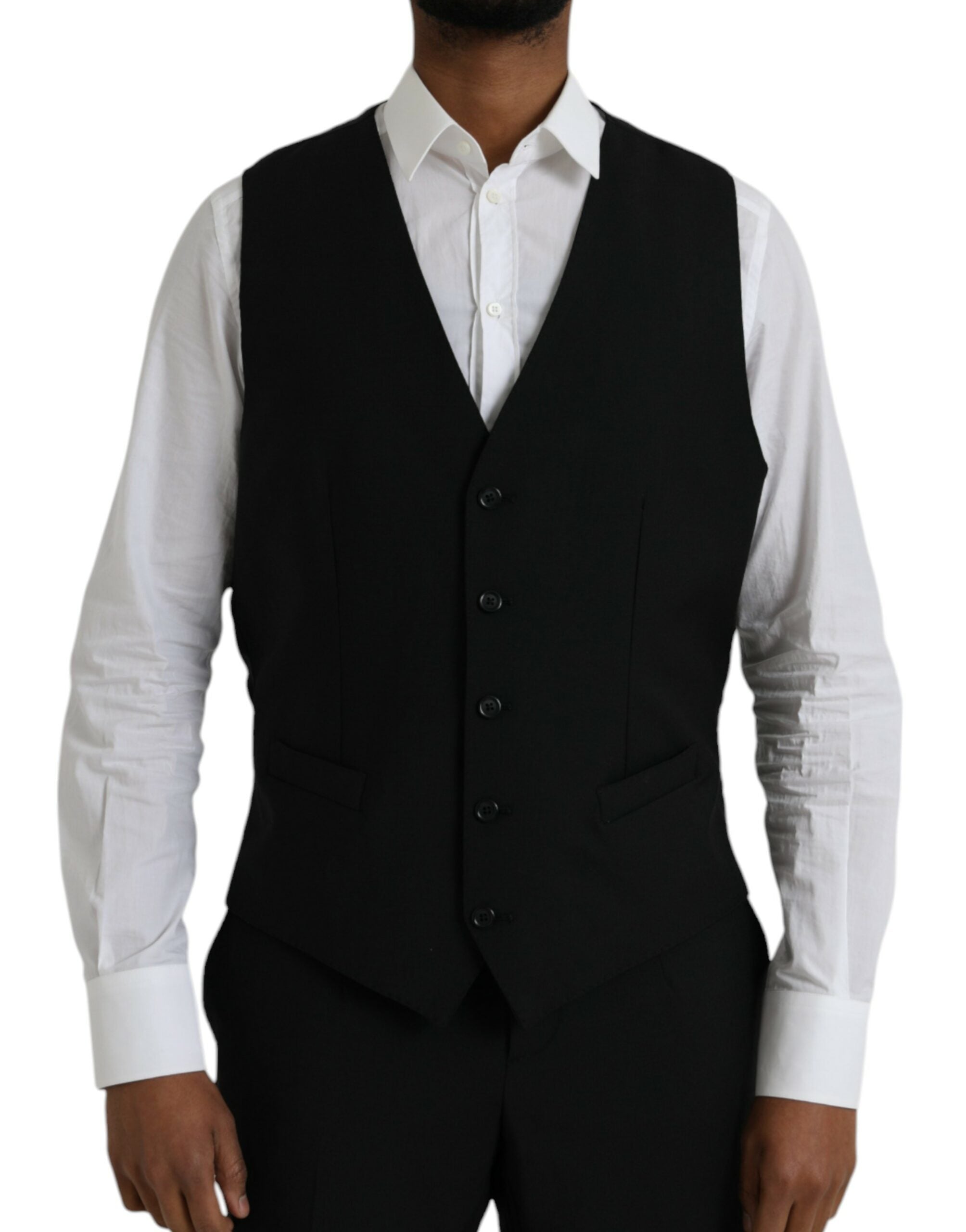 Dolce & Gabbana Black Polyester STAFF Formal 3 Piece Men's Suit