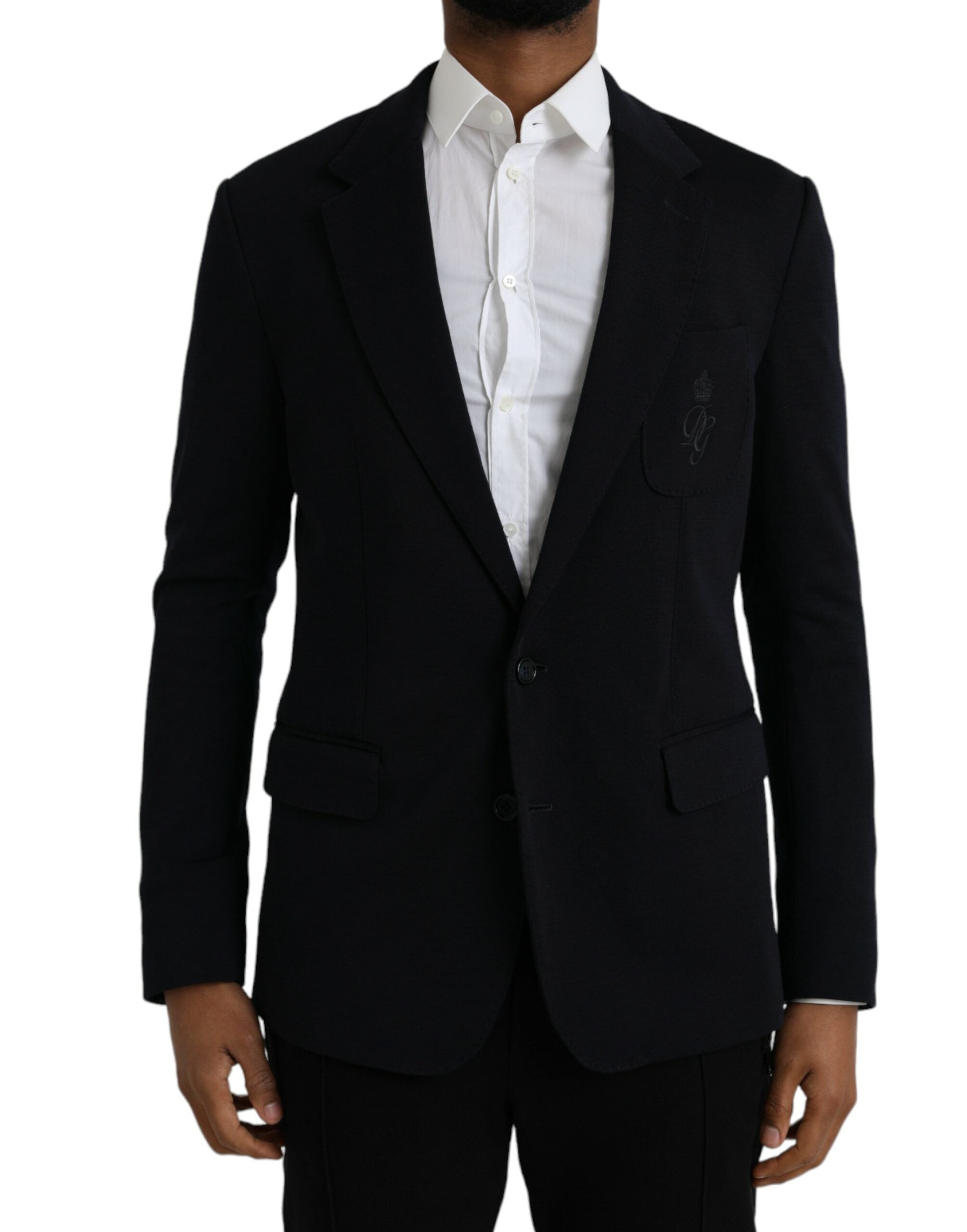 Dolce & Gabbana Dark Blue Wool Single Breasted Coat Men's Blazer