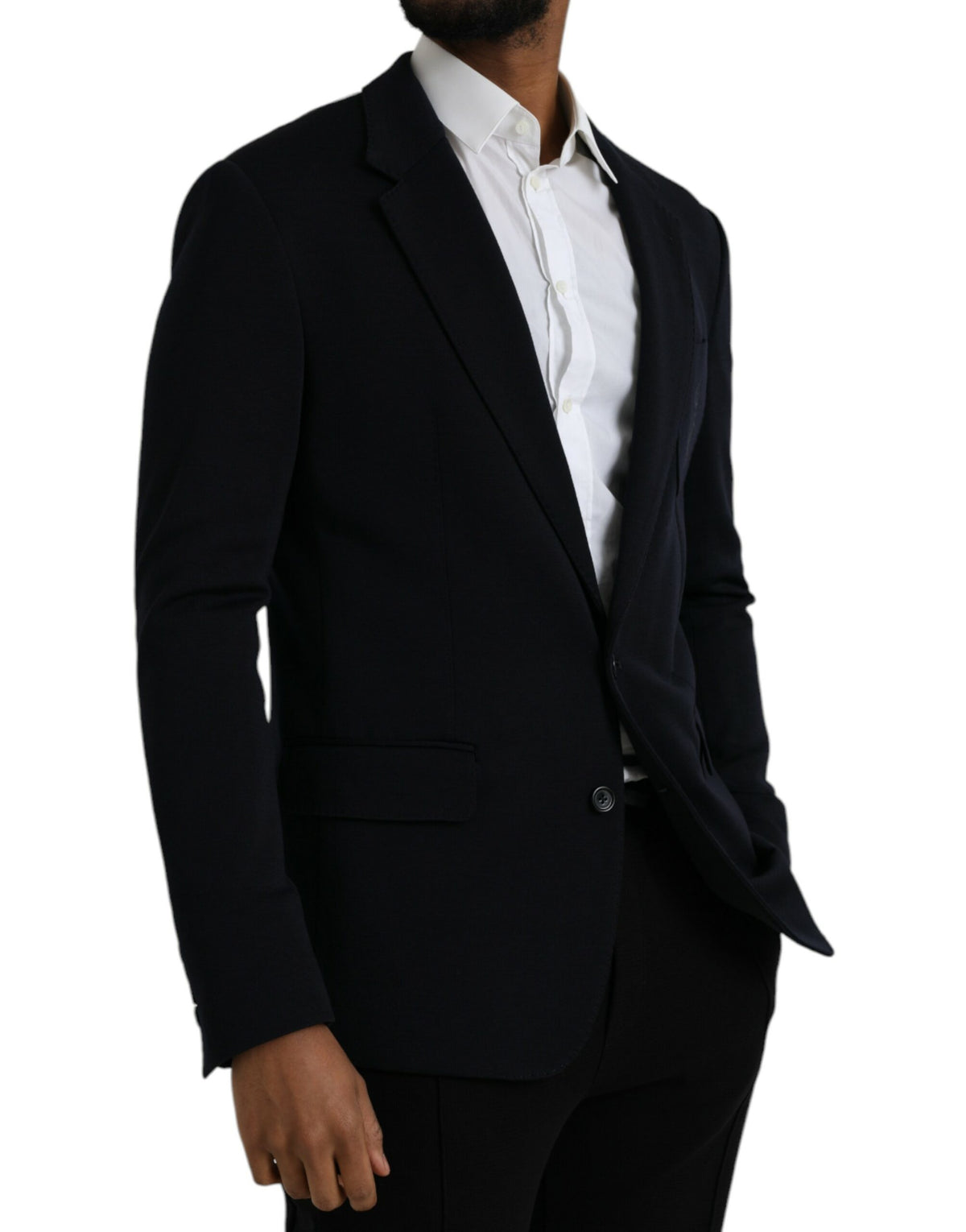 Dolce & Gabbana Dark Blue Wool Single Breasted Coat Men's Blazer