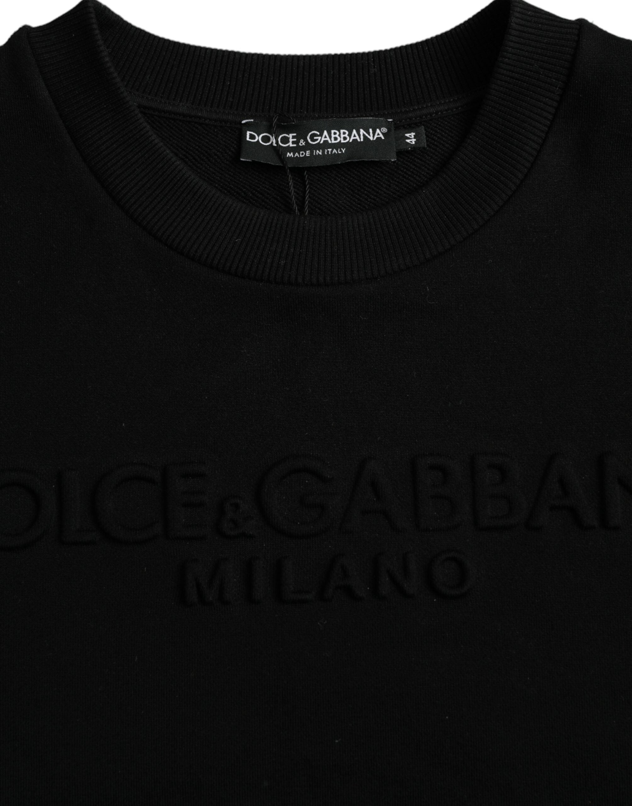 Dolce & Gabbana Black Cotton Long Sleeves Sweatshirt Men's Sweater