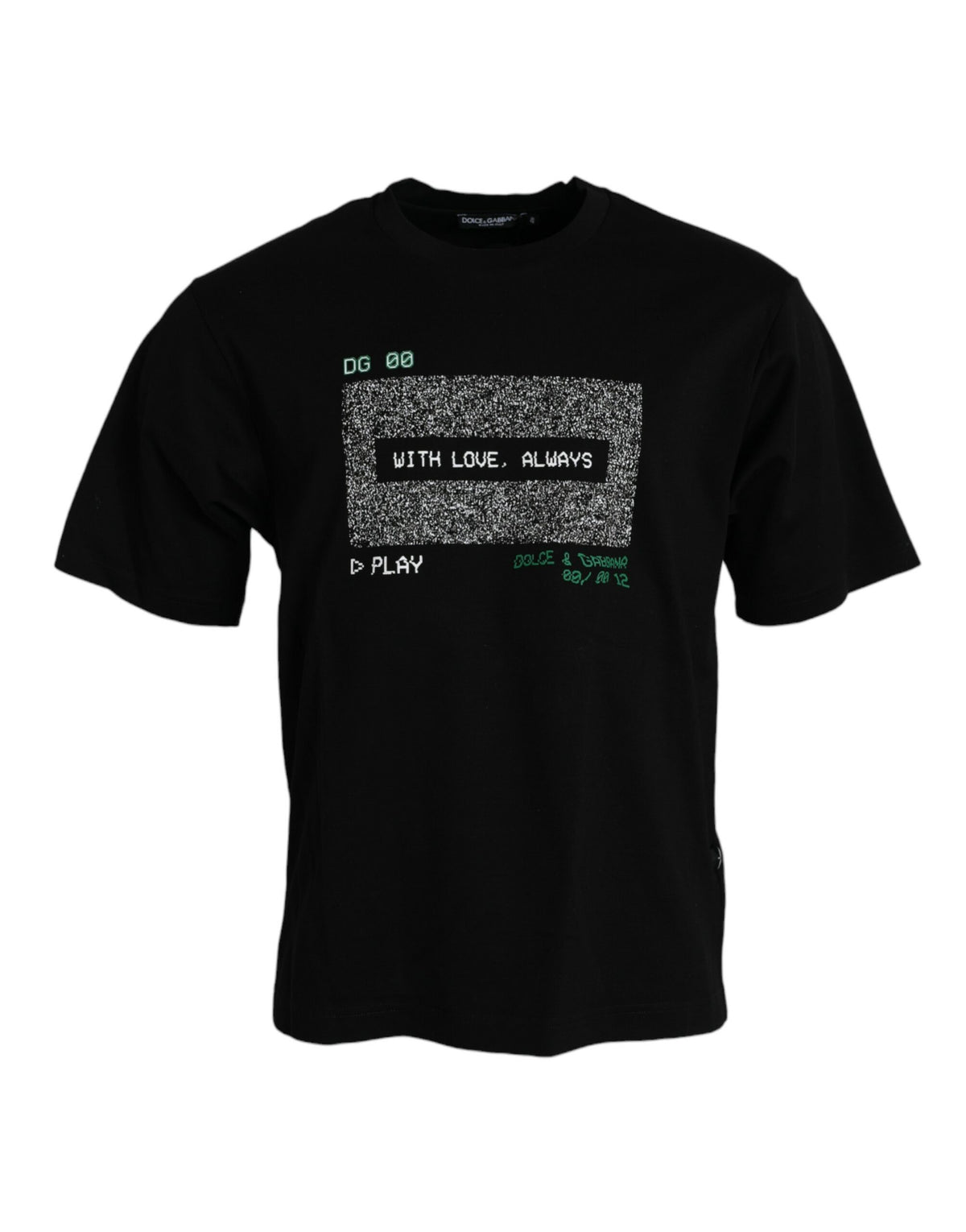 Dolce & Gabbana Black With Love Always Crew Neck Top Men's T-shirt