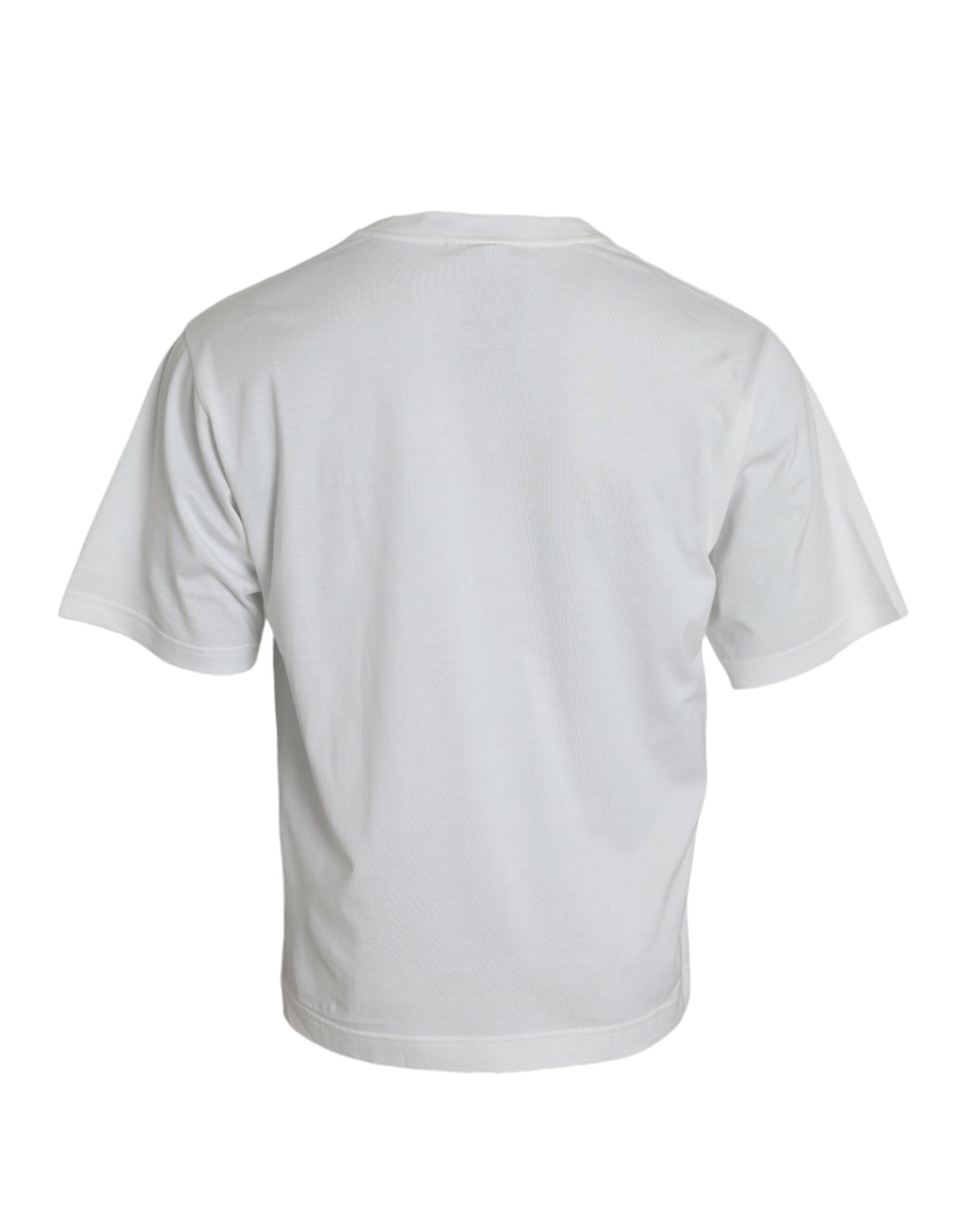 Dolce & Gabbana White Embellished Cotton Crew Neck Men's T-shirt