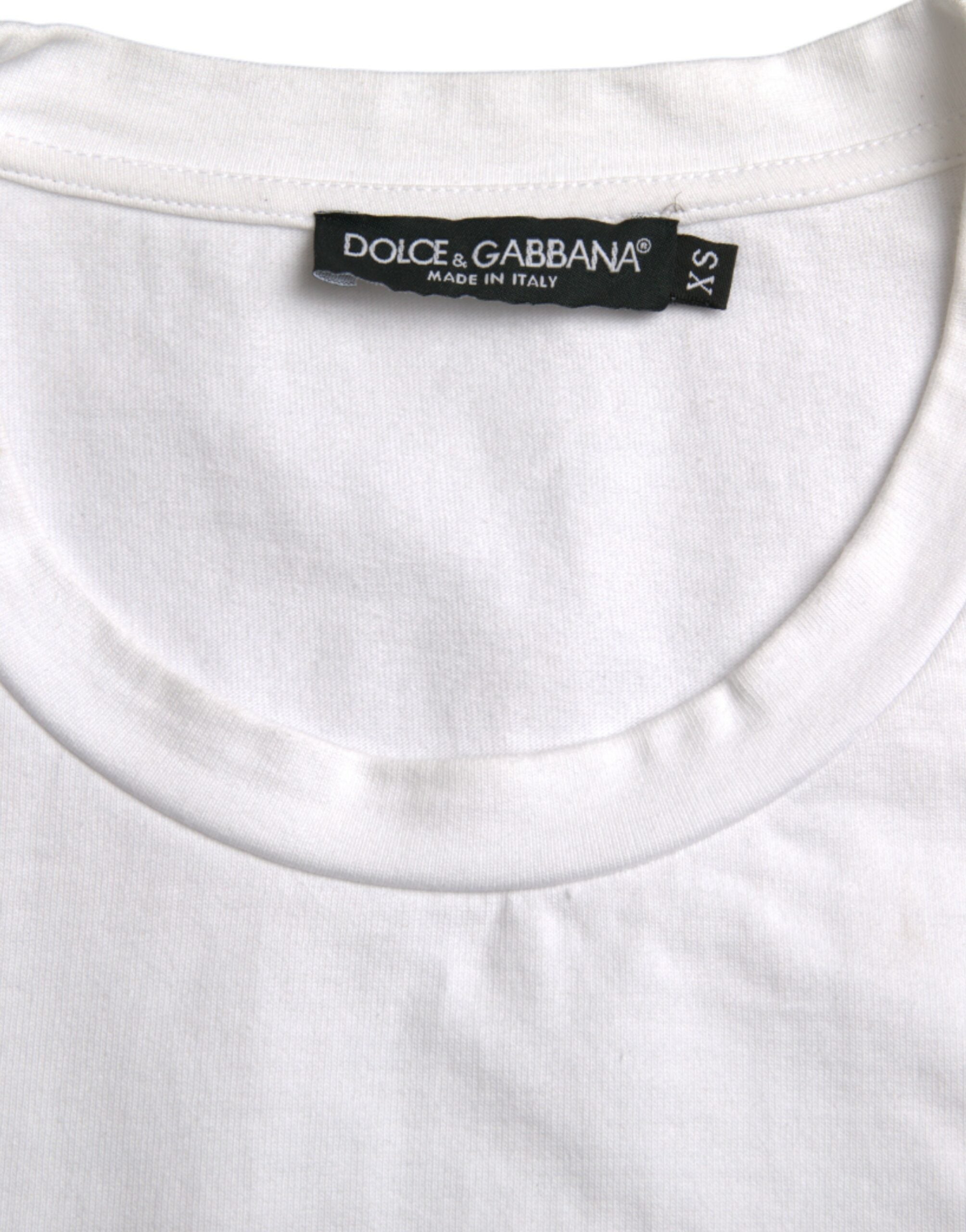 Dolce & Gabbana White Amor Heart Cotton Crewneck Short Sleeve Men's T-shirt